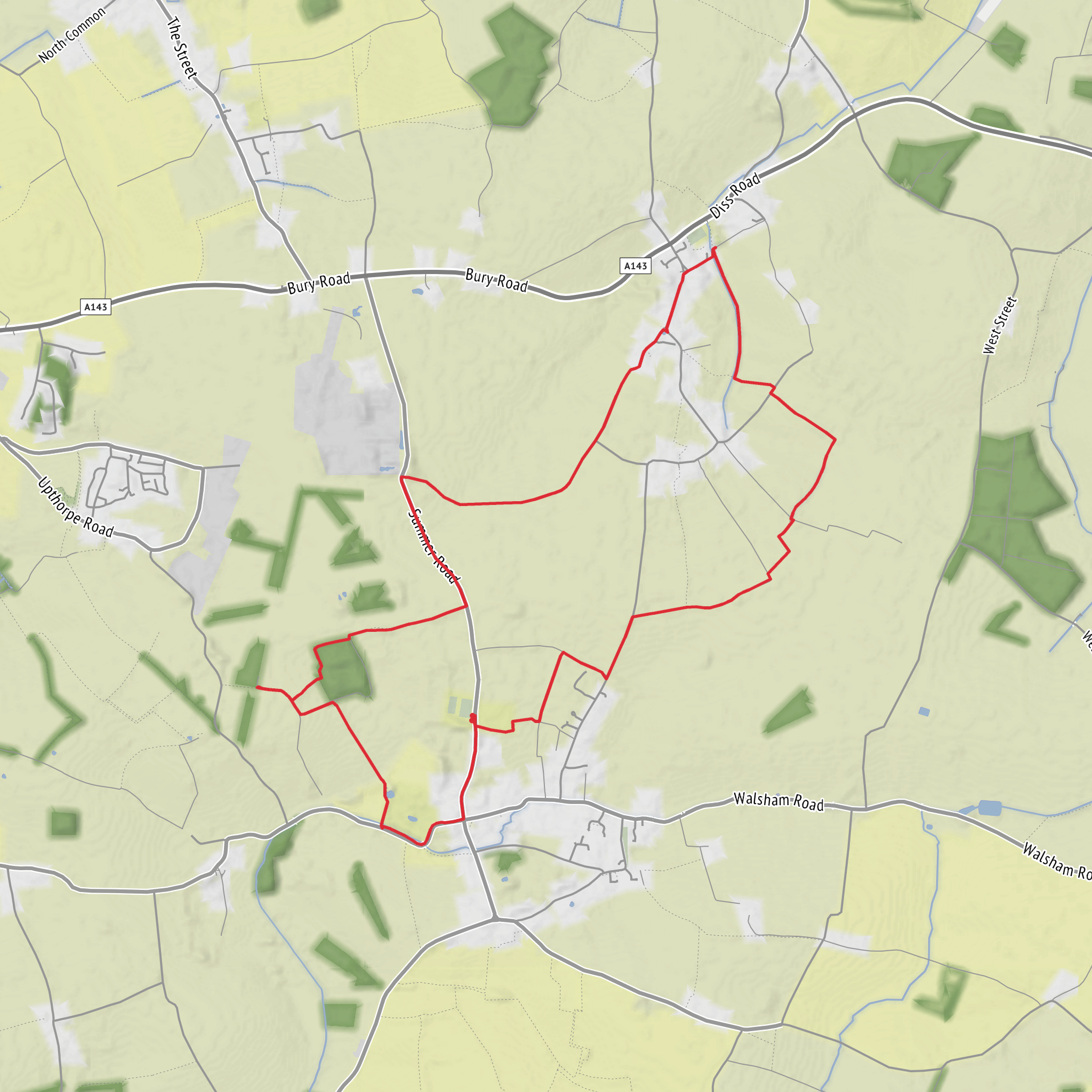 Hike from Walsham le Willows mobile static map