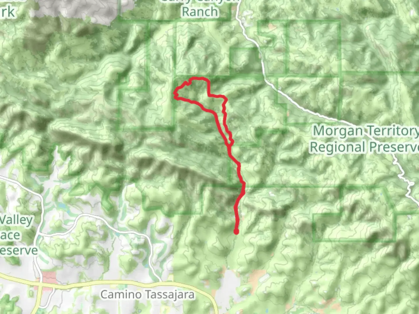 An image depicting the trail Old Finley Road and Tassajara Creek Loop Trail and its surrounding area.