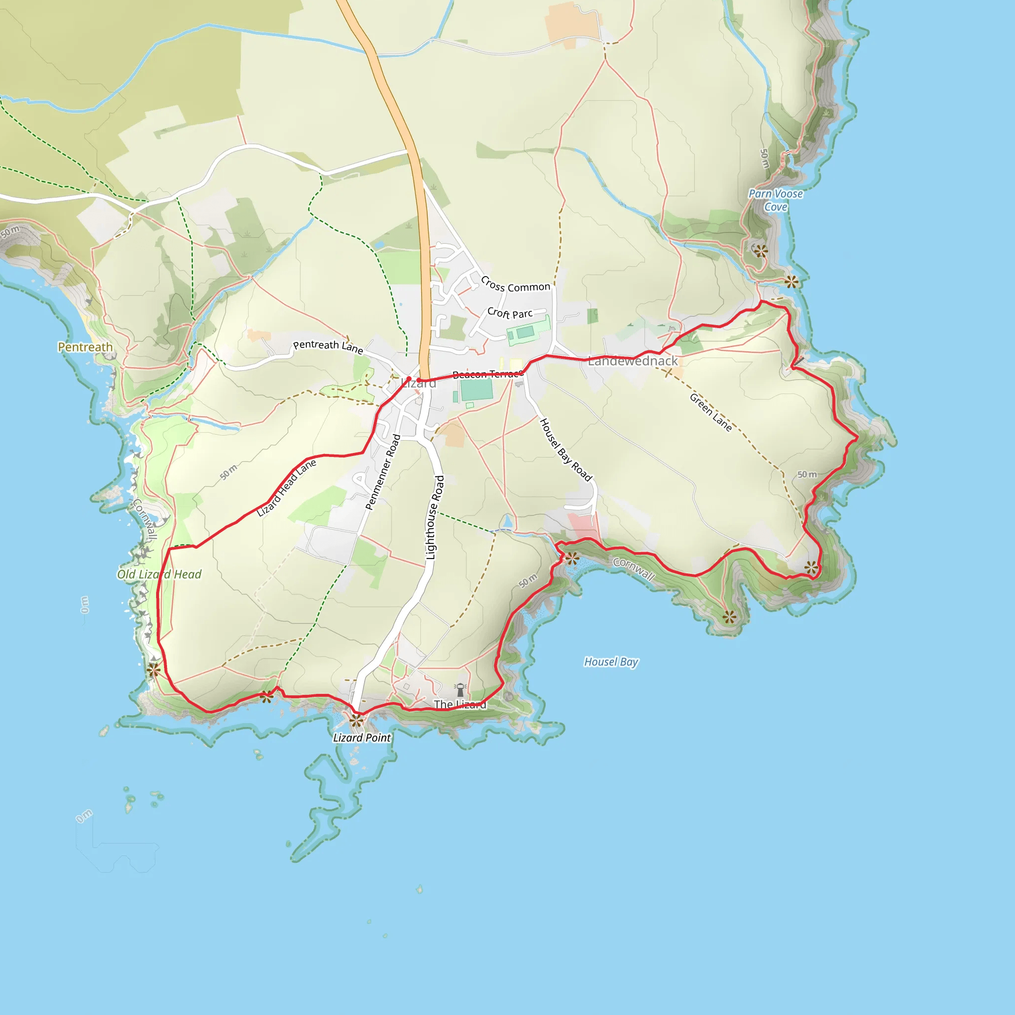 Three Sides of The Lizard Walk mobile static map