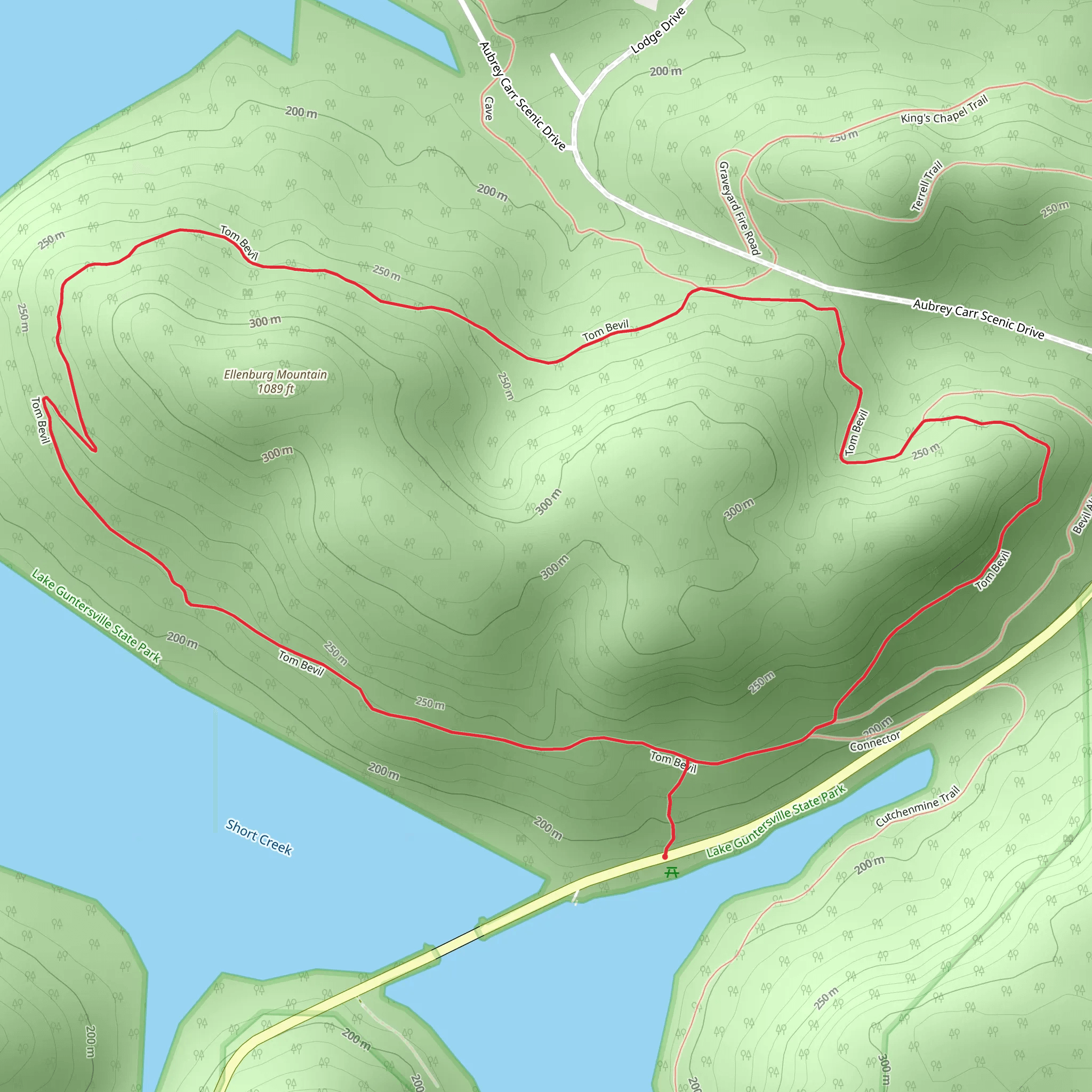 Tom Bevill Trail Loop - Ellenburg Mountain mobile static map