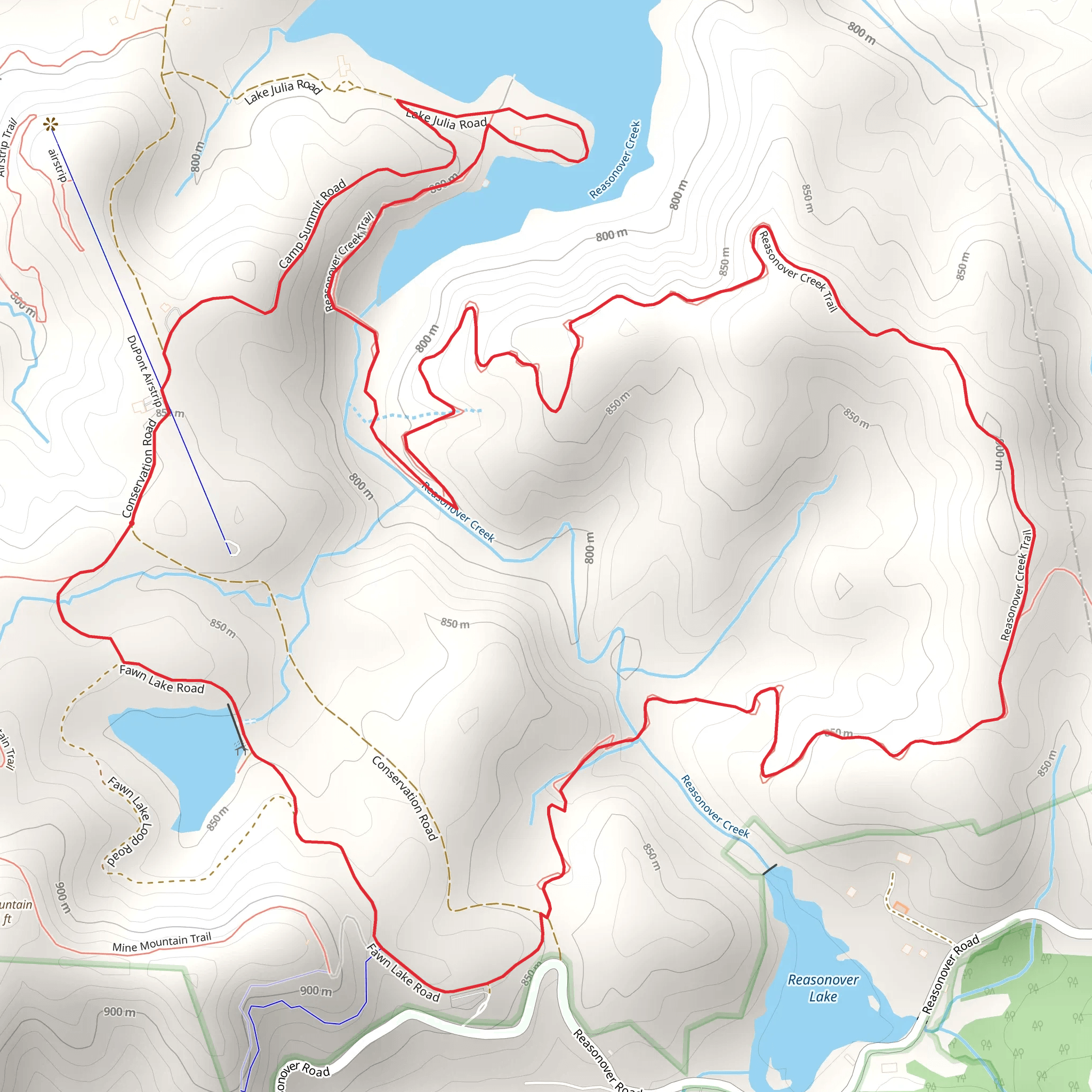 Fawn Lake, Reasonover Creek Trail and Lake Julia Loop mobile static map
