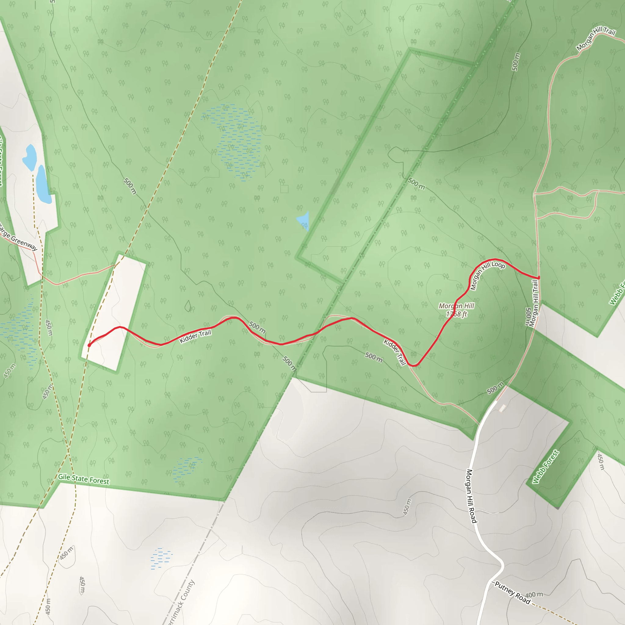 Kidder Trail and Morgan Hill mobile static map