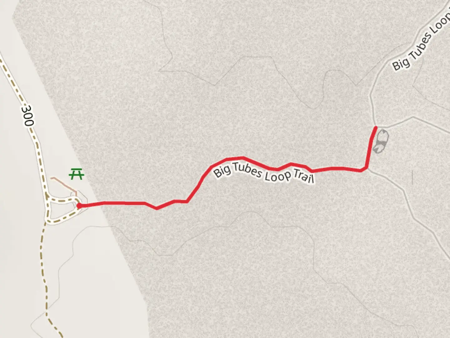 An image depicting the trail Big Tubes Loop Trail and its surrounding area.