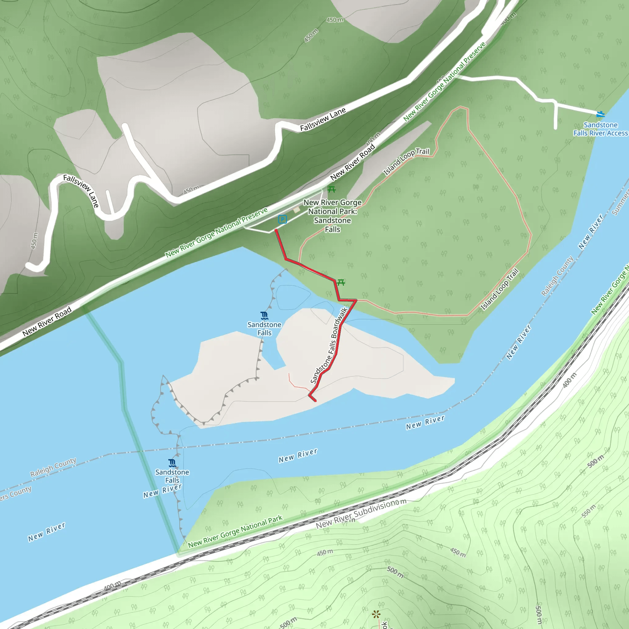 Sandstone Falls Boardwalk mobile static map