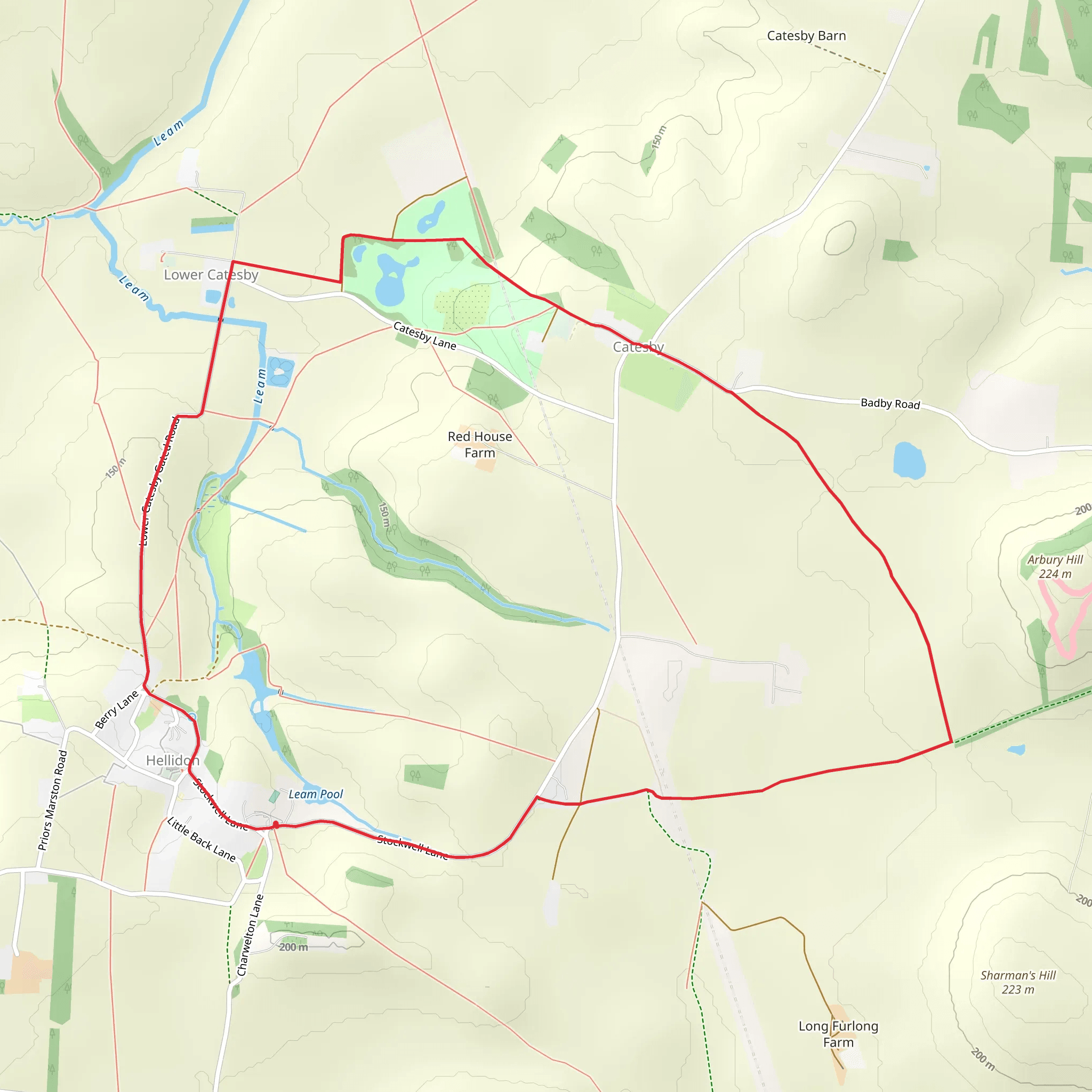 Catesby Country Park via Jurassic Way mobile static map
