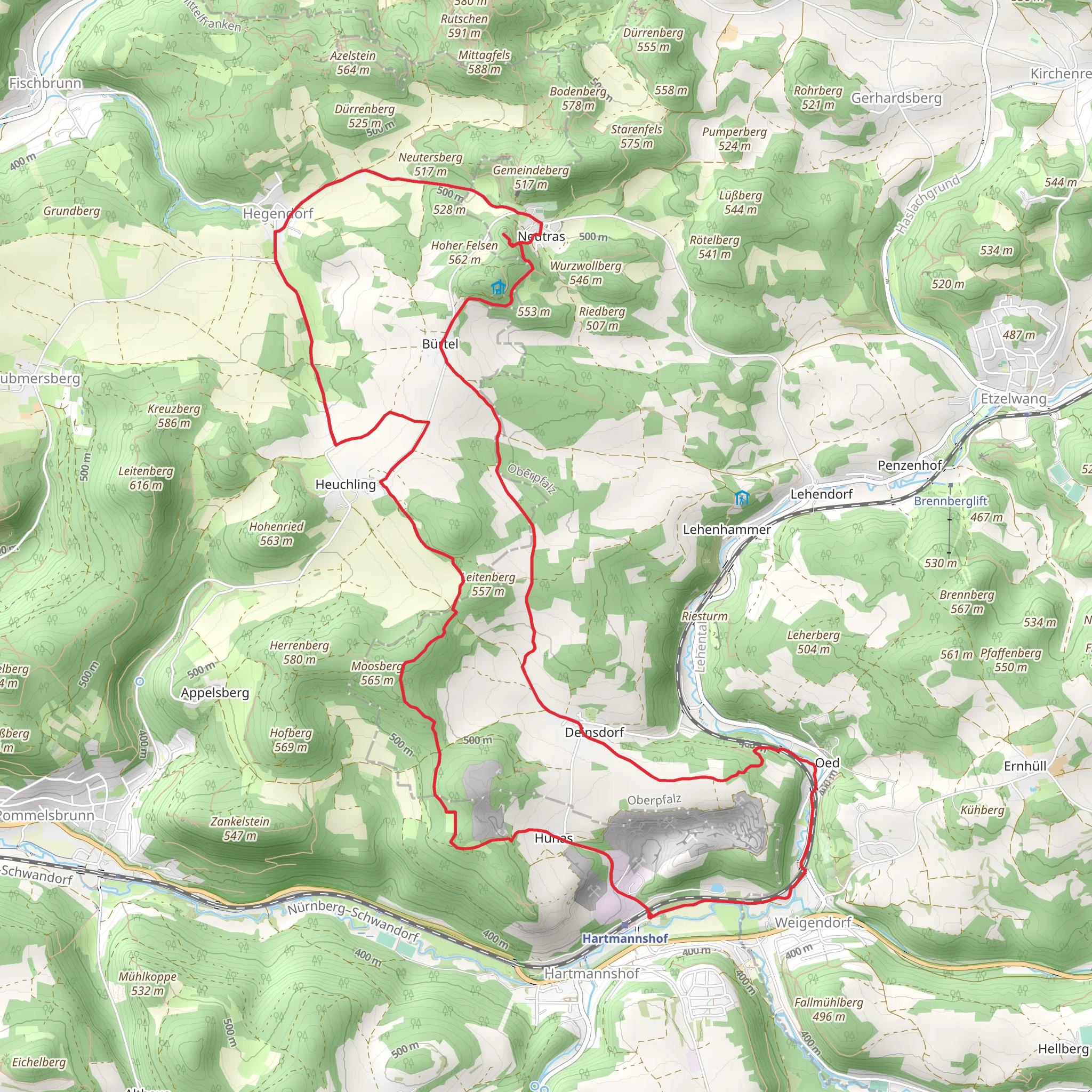 Weigendorf and Neutrasfelsen Loop mobile static map