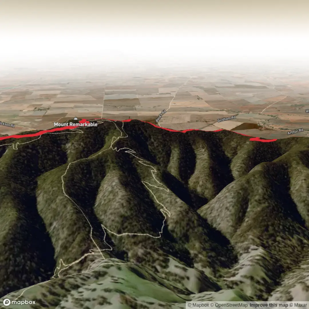 An image depicting the trail Mt Remarkable summit loop and its surrounding area.