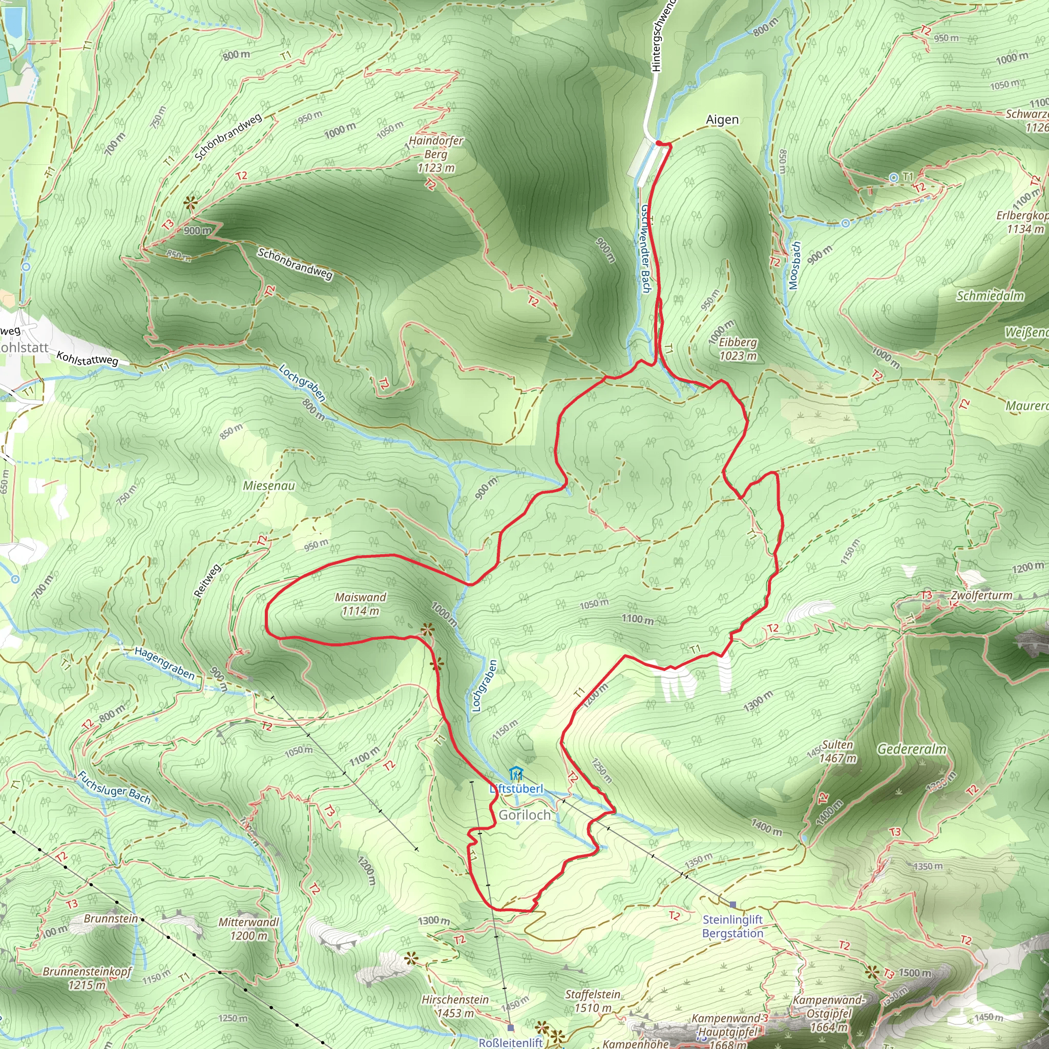 Goriloch and Maiswand Loop via Wanderweg mobile static map