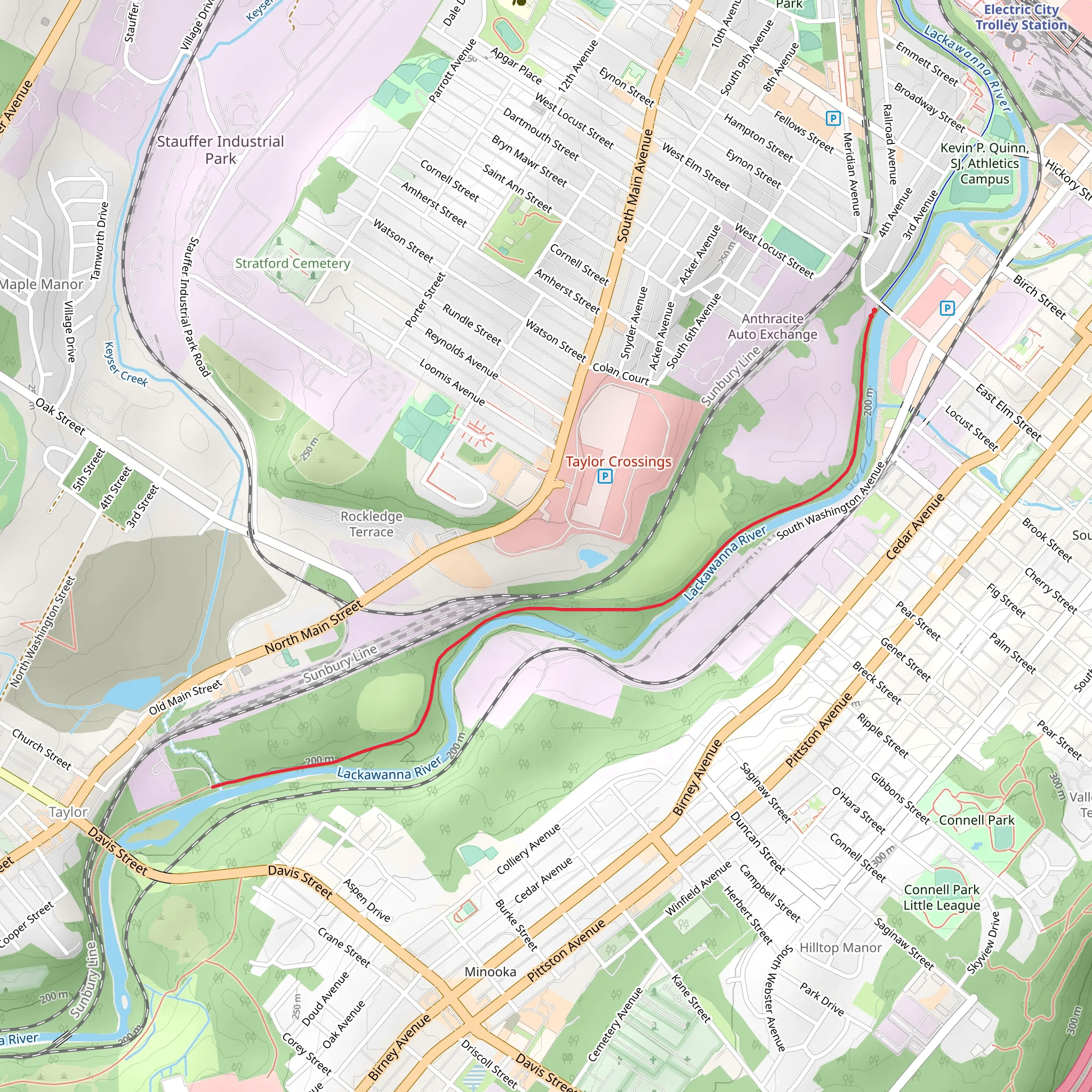 Lackawanna River Heritage Trail- Taylor mobile static map