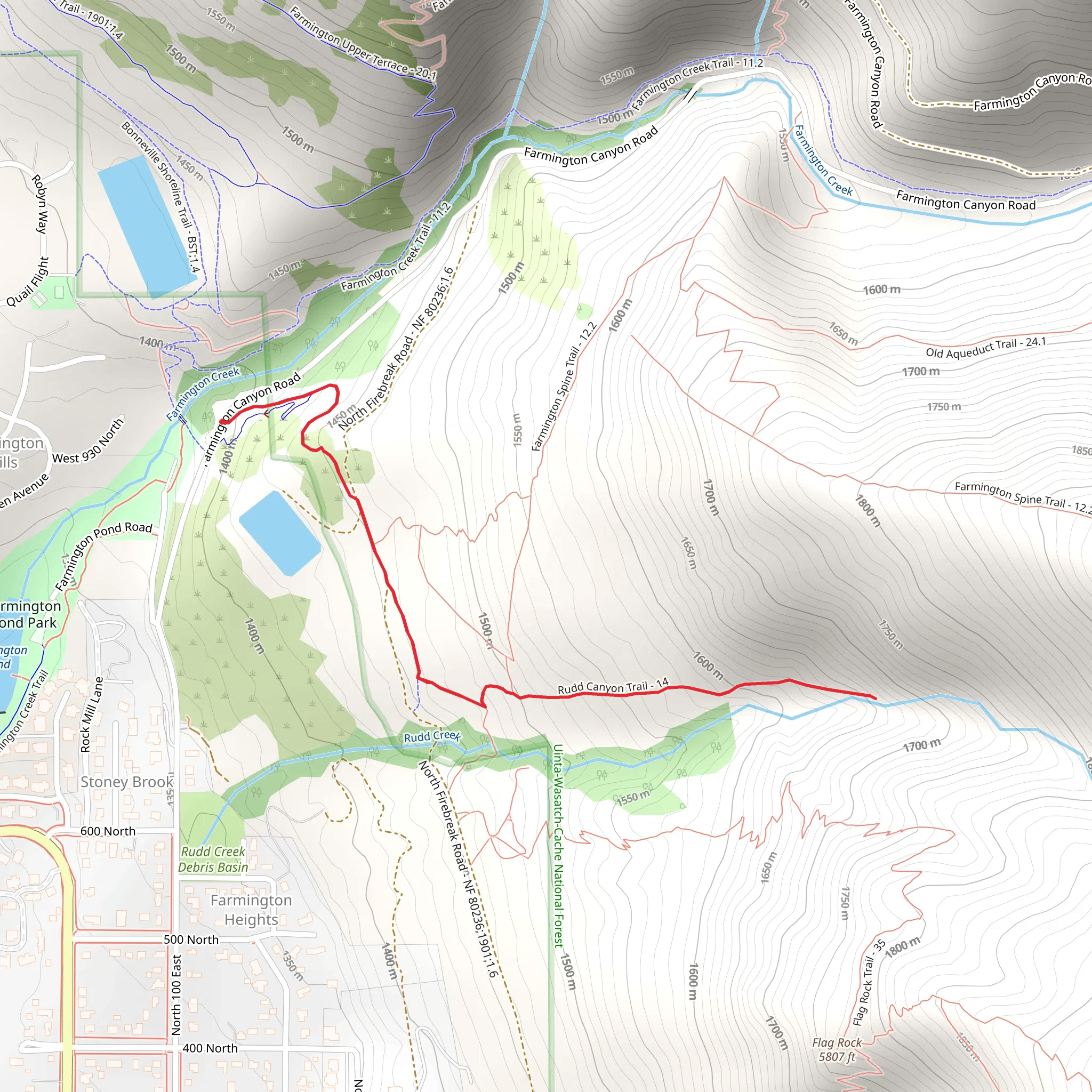 Bonneville Shoreline Trail and Rudd Canyon Trail mobile static map
