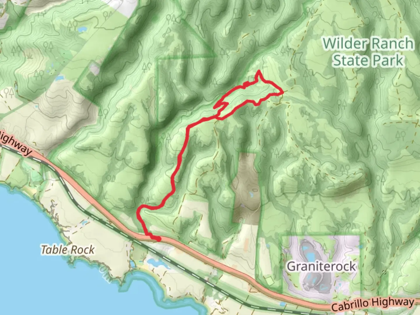 An image depicting the trail Enchanted Loop and Baldwin Loop and its surrounding area.