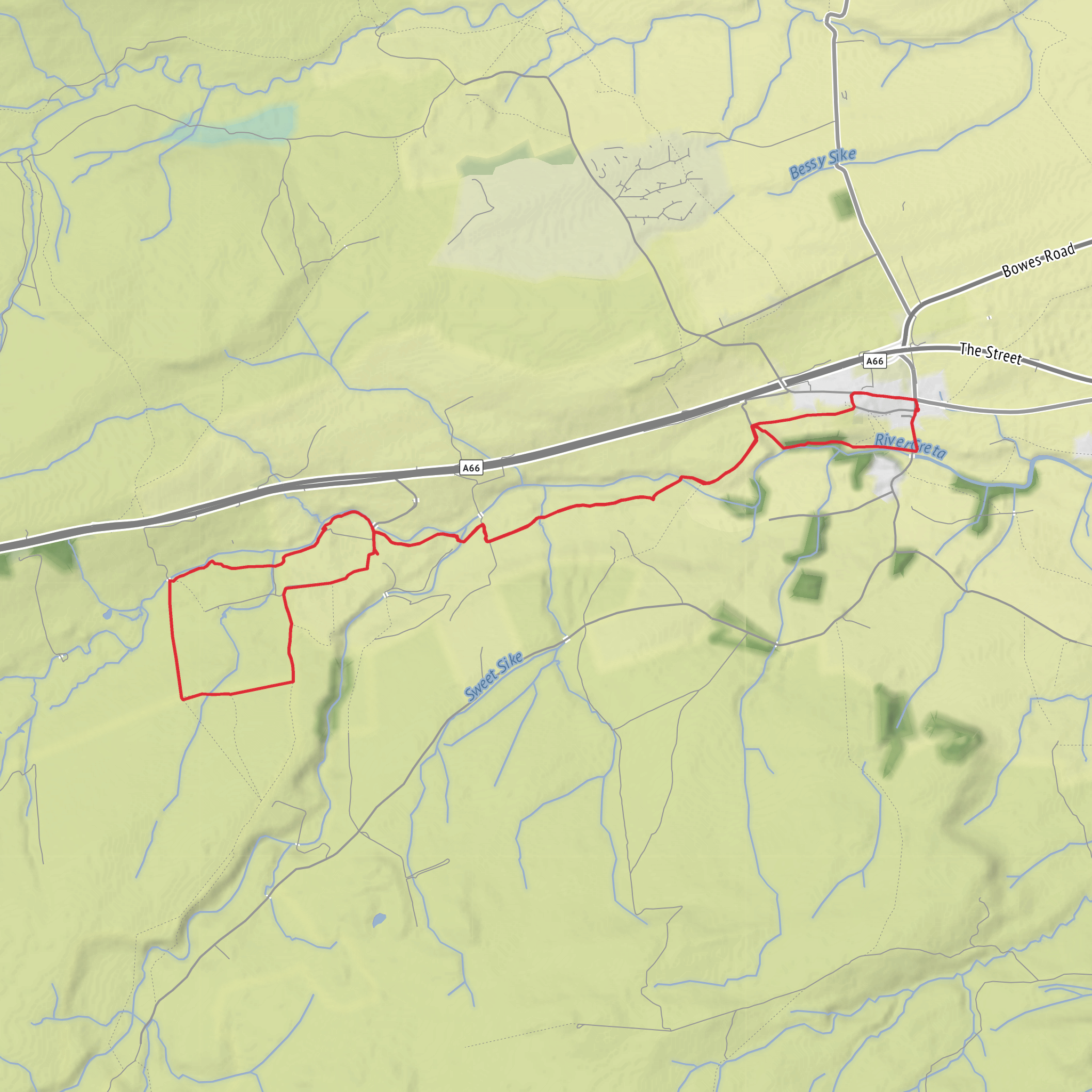 God's Bridge Walk from Bowes mobile static map