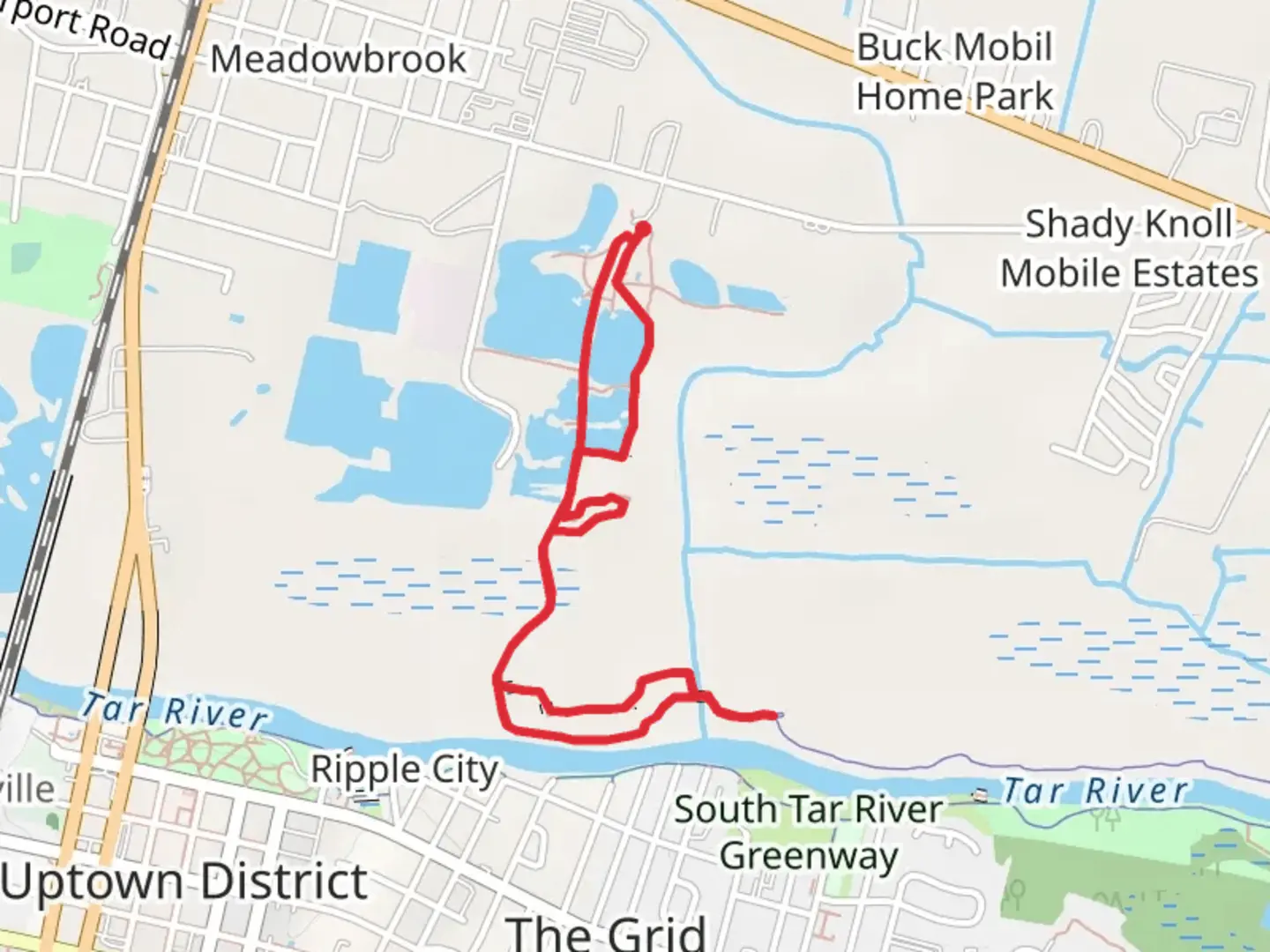 An image depicting the trail River Park North Trail and its surrounding area.