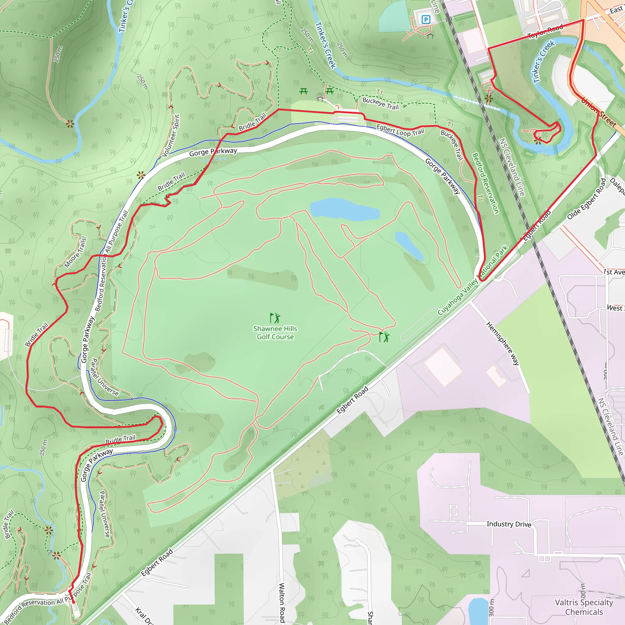 Tinker's Creek via Bridle Trail mobile static map