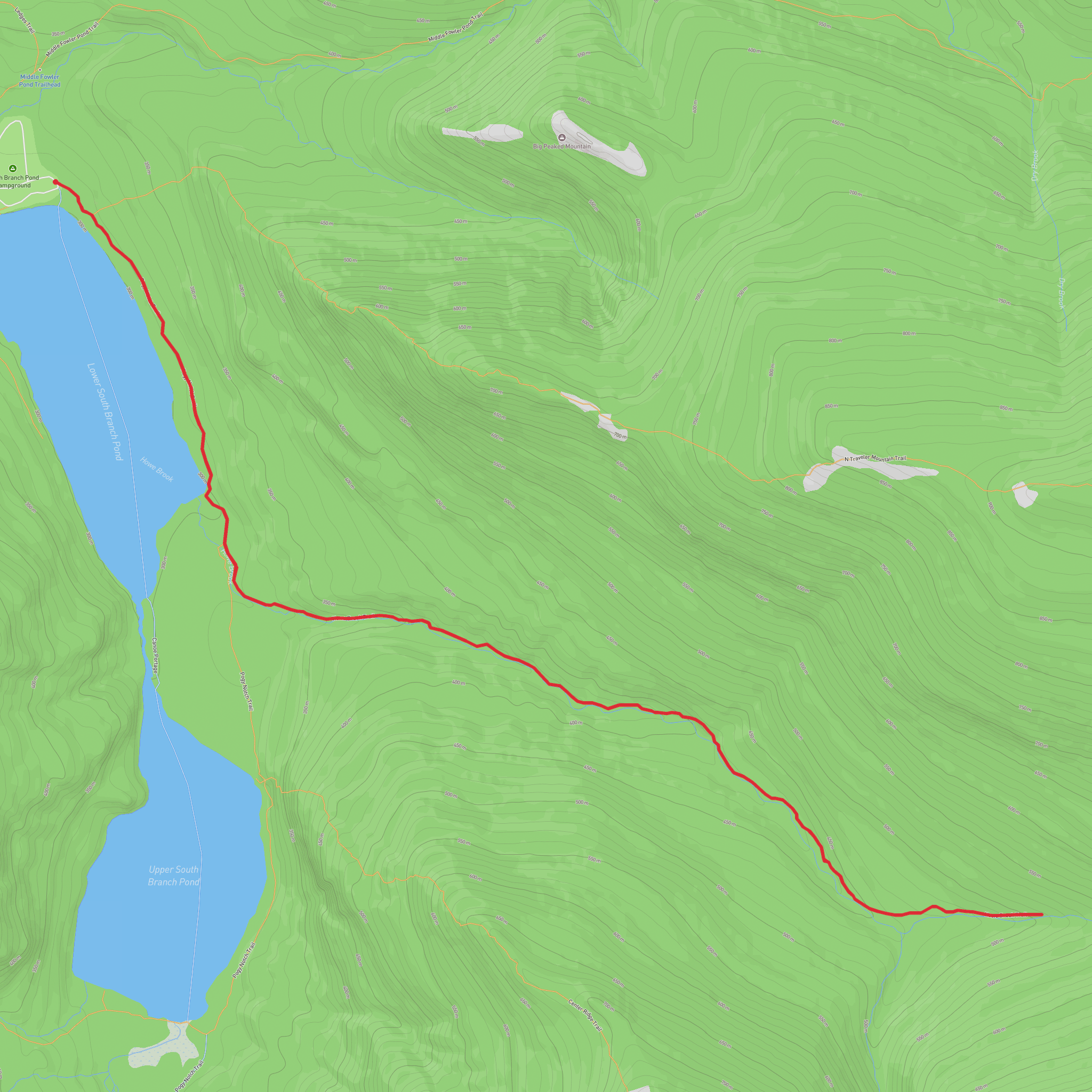 Howe Brook via Lower South Branch Pond mobile static map