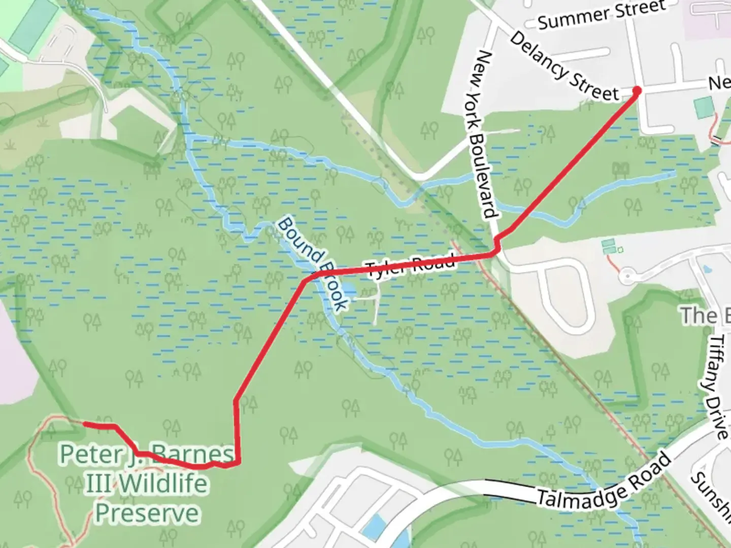 An image depicting the trail Songbird Trail and its surrounding area.