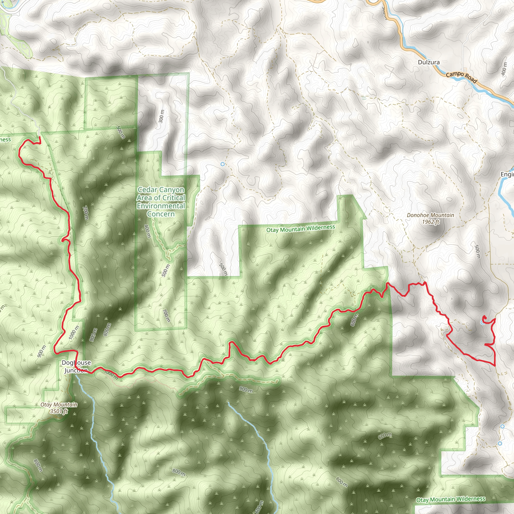 Otay Mountain Trail mobile static map