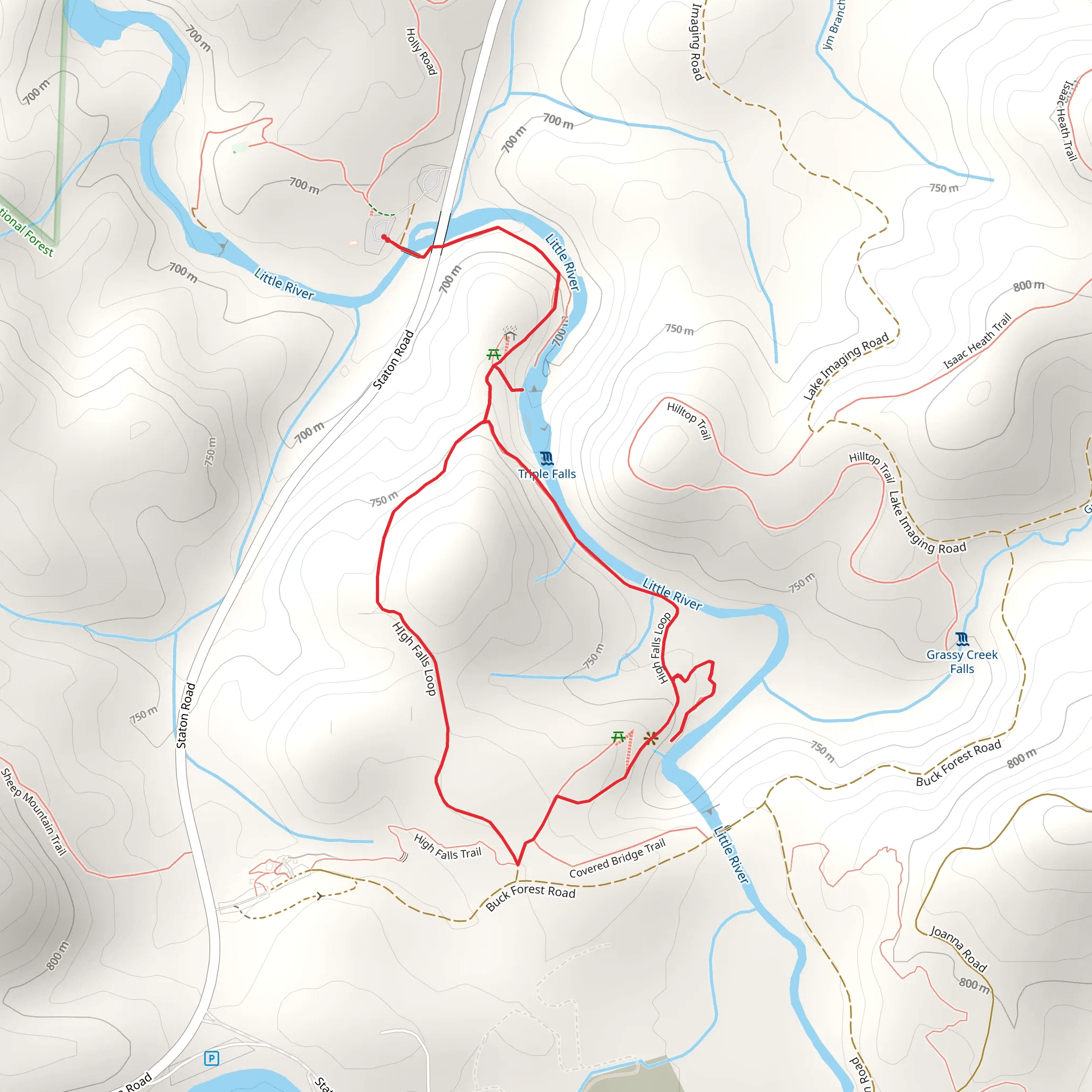 High Falls and Triple Falls Loop Trail mobile static map