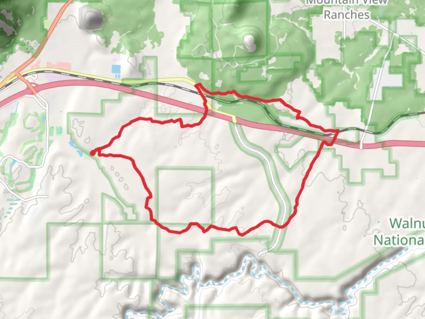 An image depicting the trail Campbell Mesa, Arizona and Walnut Meadows Loop Trail and its surrounding area.