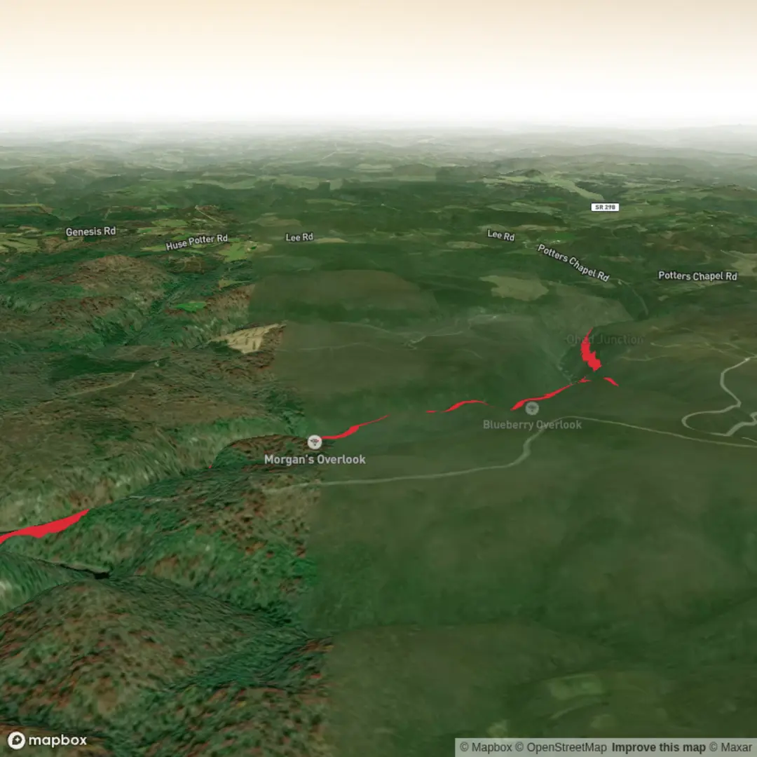 An image depicting the trail Morgan's Overlook and Blueberry Overlook via Cumberland Trail and its surrounding area.