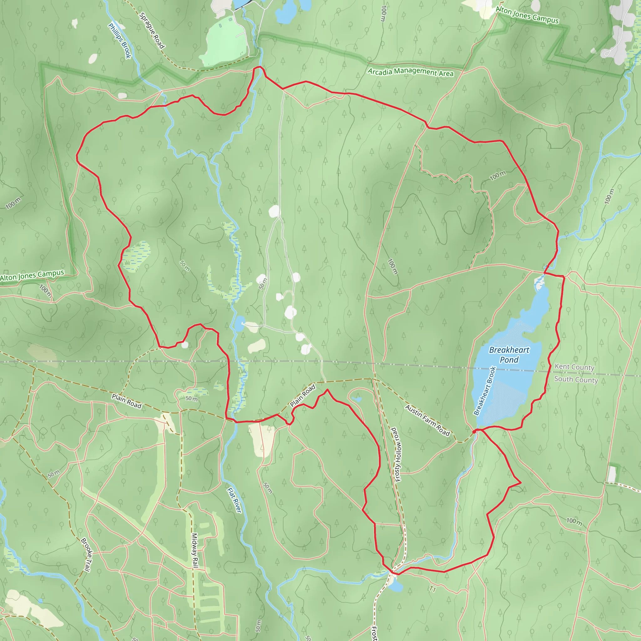 Breakheart and Shelter Loop Trail mobile static map