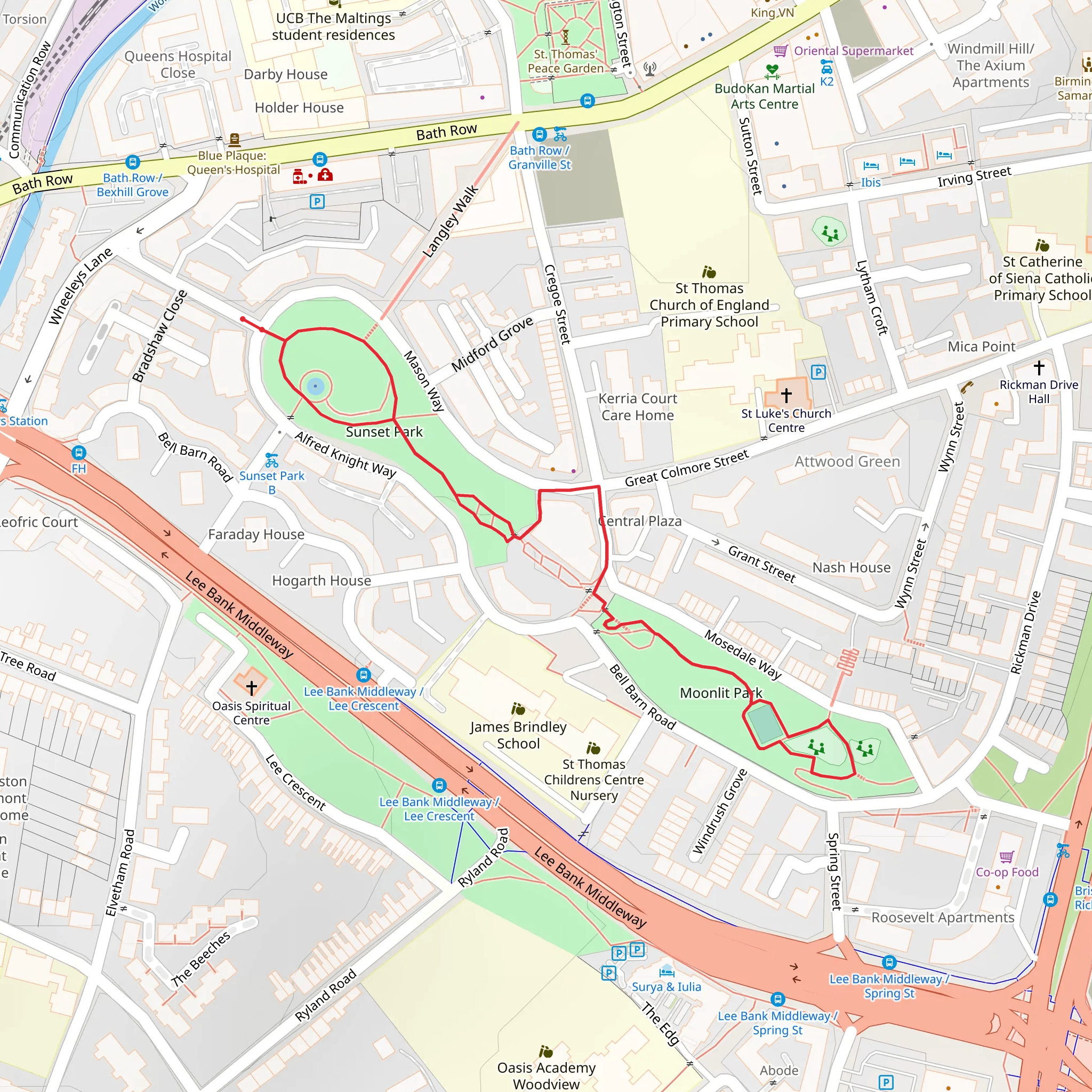 Sunset Park and Moonlit Park Loop mobile static map