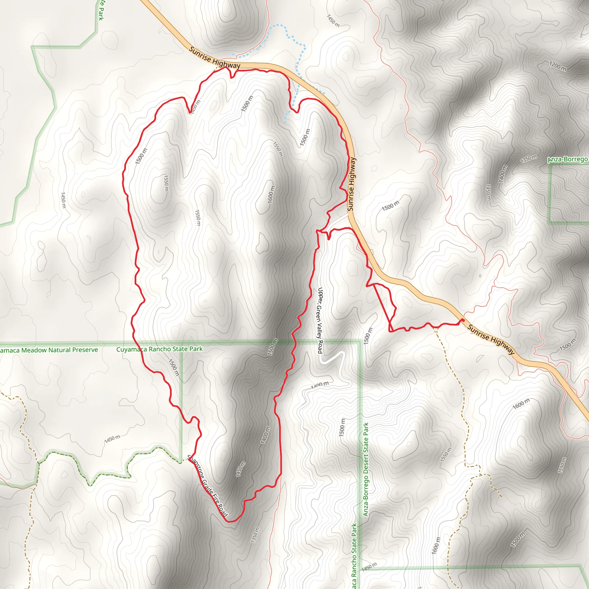 Upper Green Valley Road and La Cima Loop Trail mobile static map