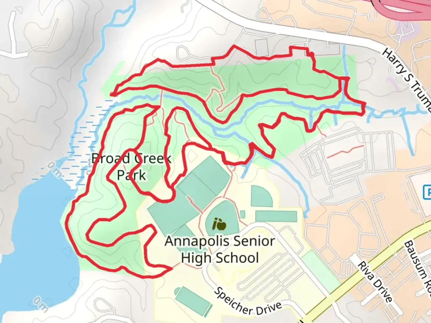 An image depicting the trail Broad Creek Park Loop and its surrounding area.