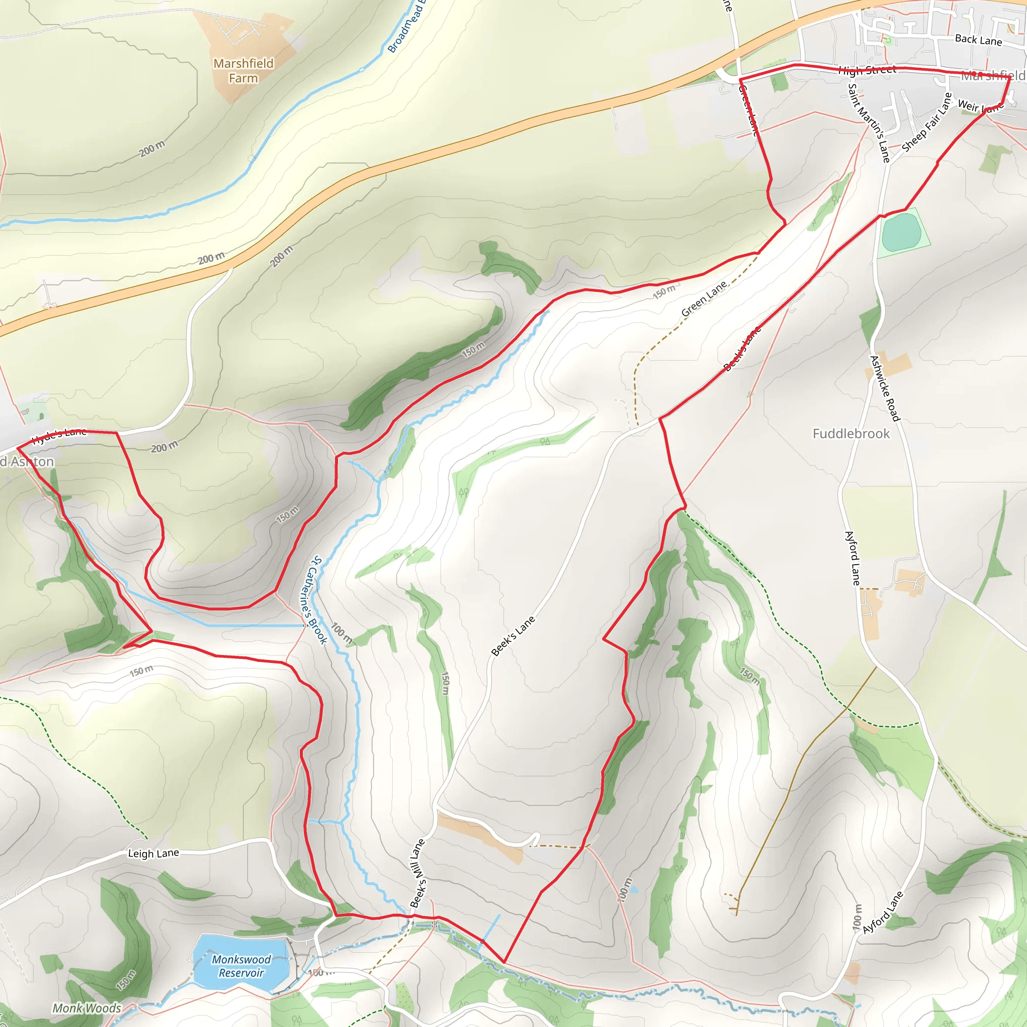 Marshfield to Cold Ashton Loop mobile static map