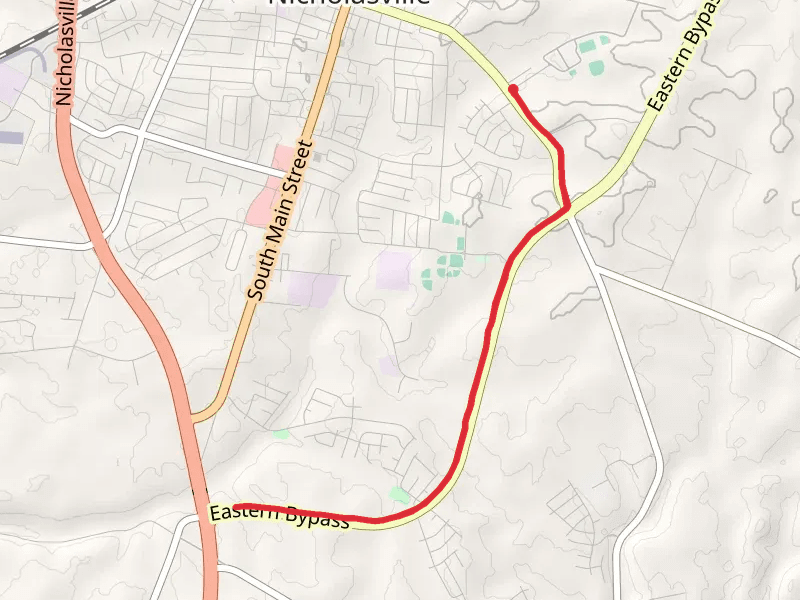 Walk along Sulphur Well Road and Eastern Bypass
