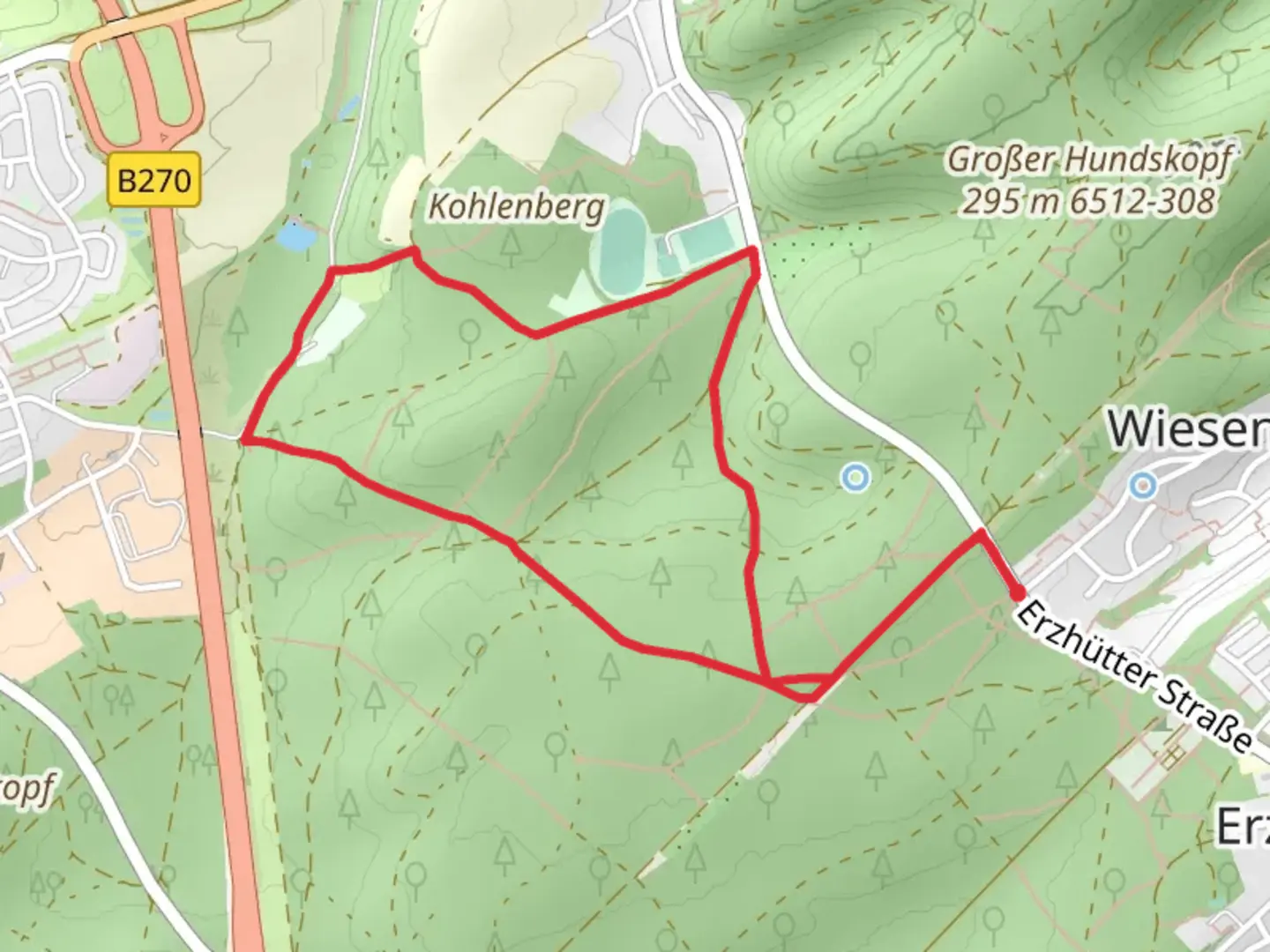 An image depicting the trail Wiesenthalerhof Loop and its surrounding area.