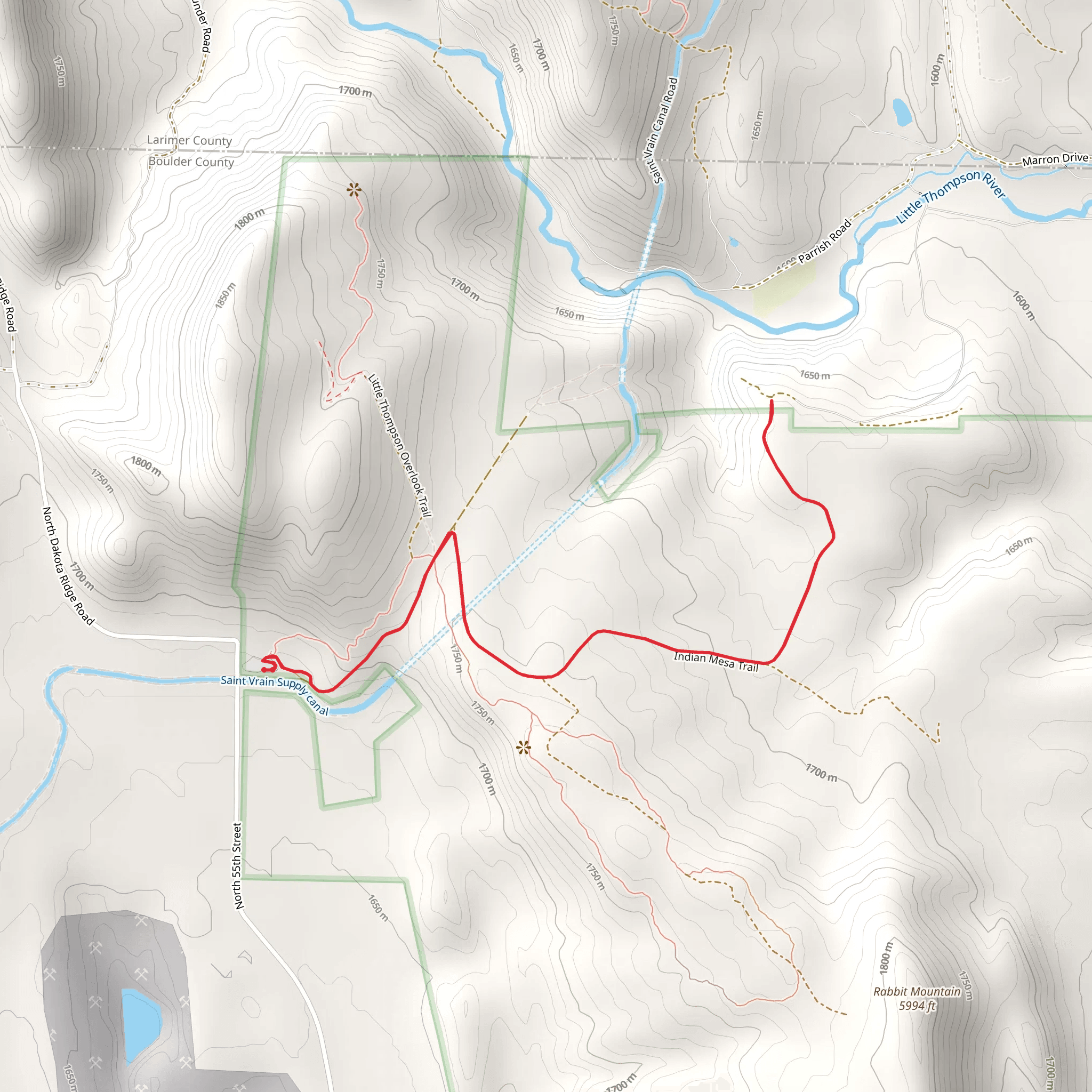 Indian Mesa Trail Out and Back mobile static map