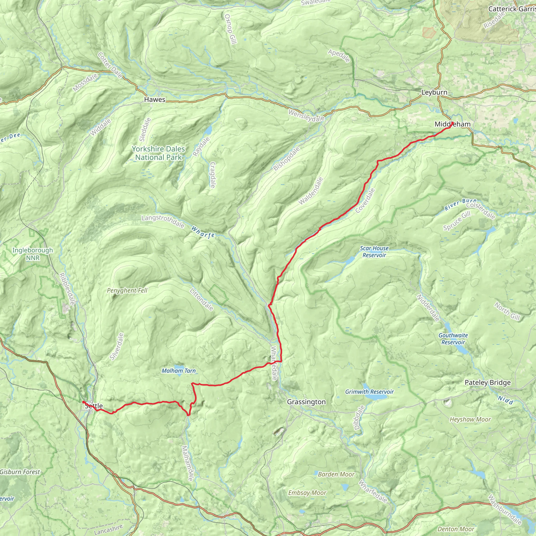 Settle to Middleham Walk mobile static map