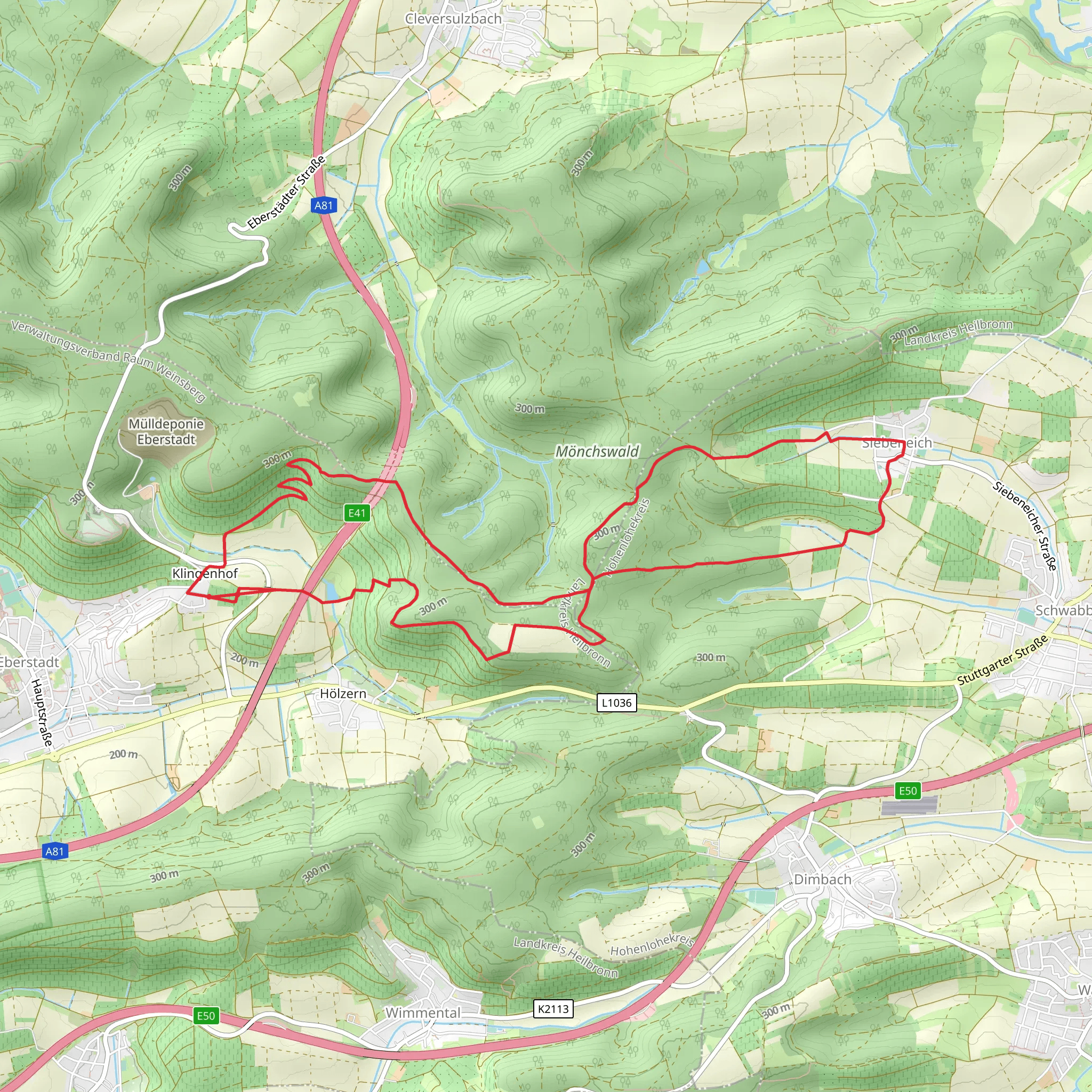 Zwillingseichenweg and Salzweg Loop mobile static map