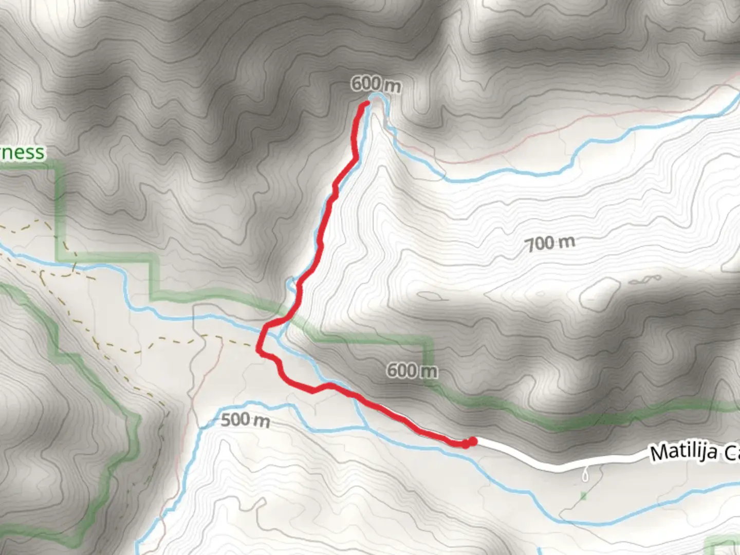 An image depicting the trail Matilija Camp via North Fork Matilija Trail and its surrounding area.