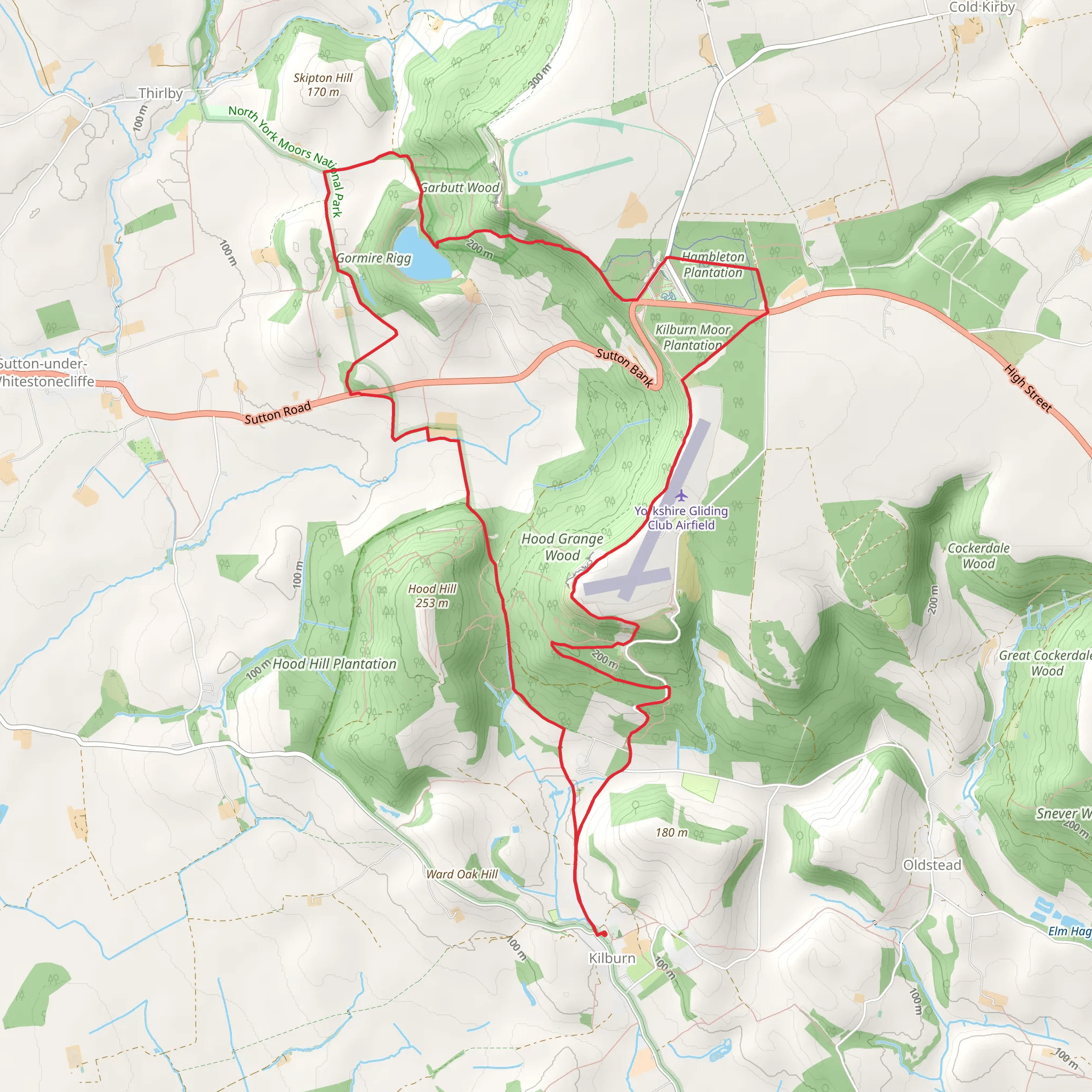 Gormire Lake and Yorkshire Gliding CLub Airfield Loop mobile static map
