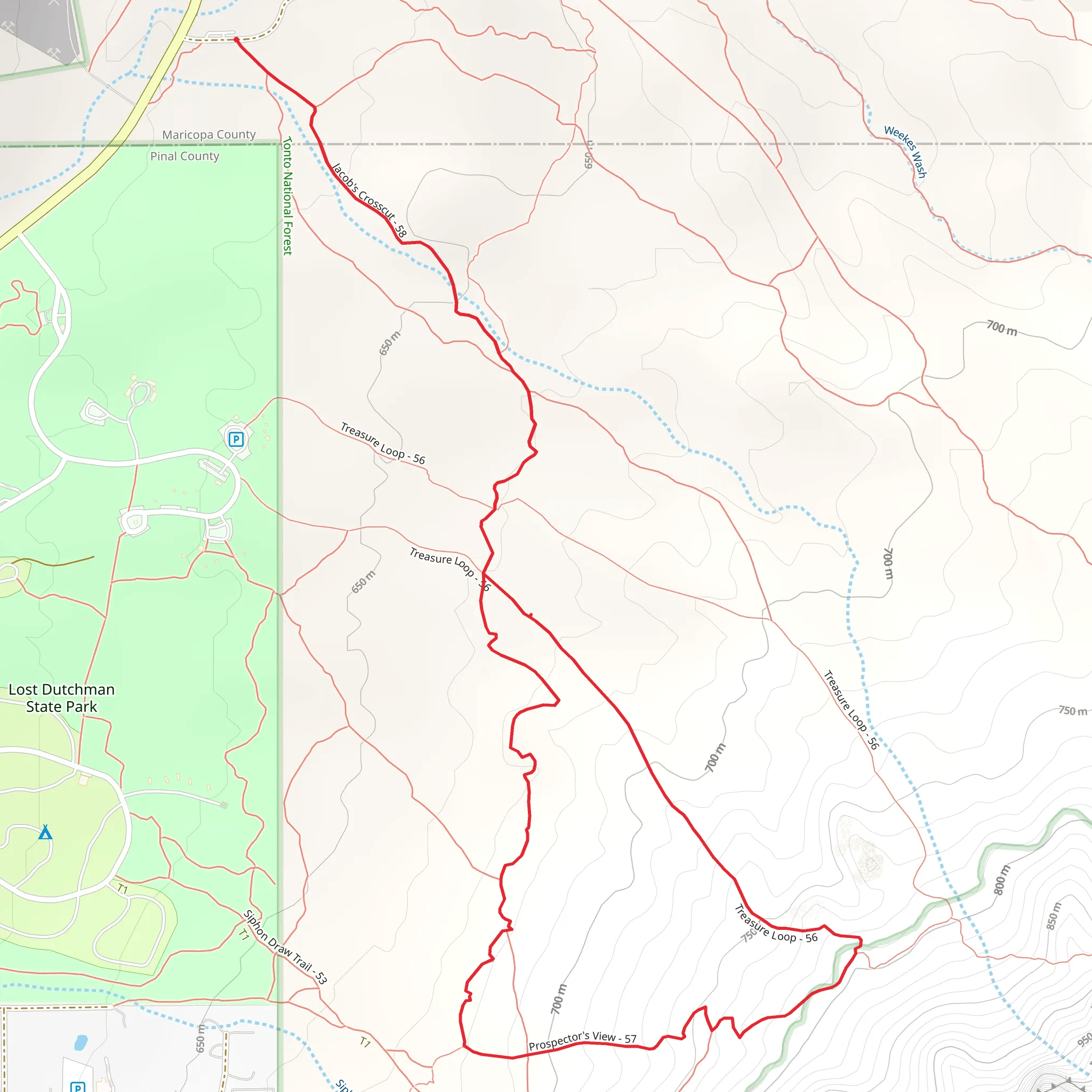 Crosscut, Prospector's View and Treasure Loop Trail mobile static map
