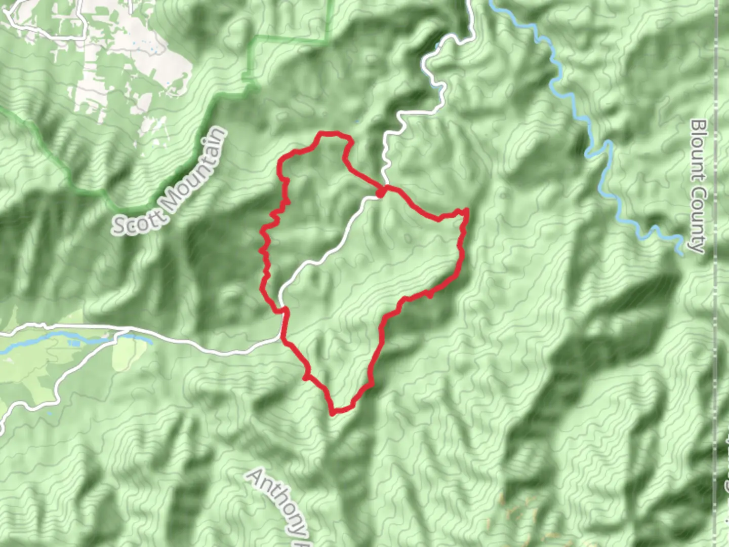 An image depicting the trail Turkeypen Ridge, Sandy Gap and Bote Mountain Loop Trail and its surrounding area.