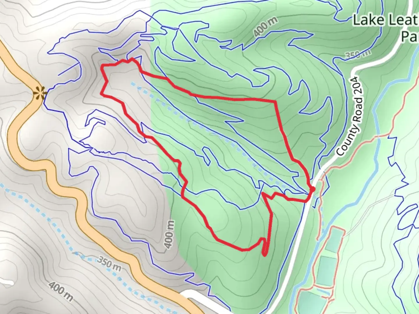 An image depicting the trail MIners Rock Trail and DH5 Loop and its surrounding area.