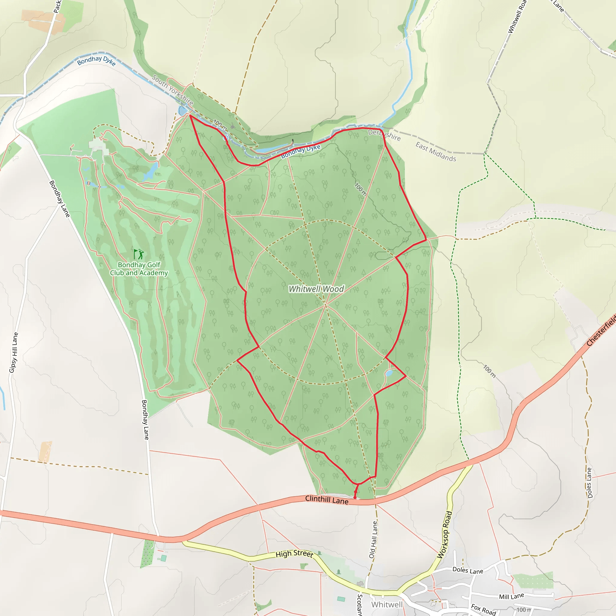 Whitwell Wood Short Loop mobile static map