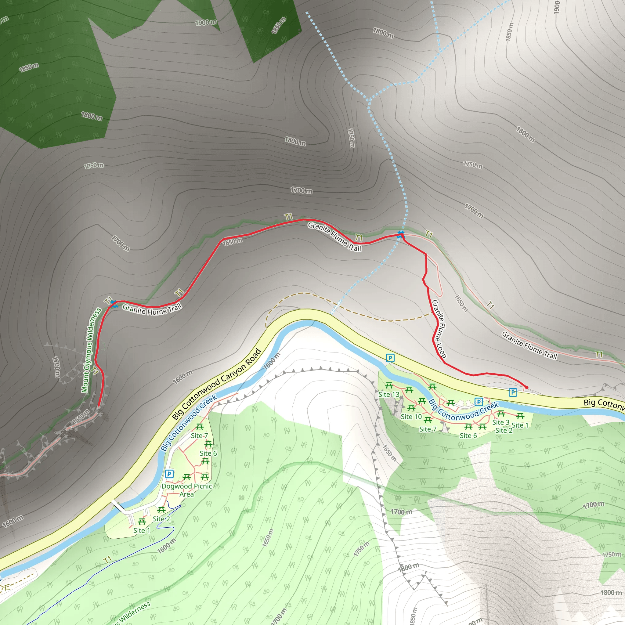 Granite Flume Trail mobile static map