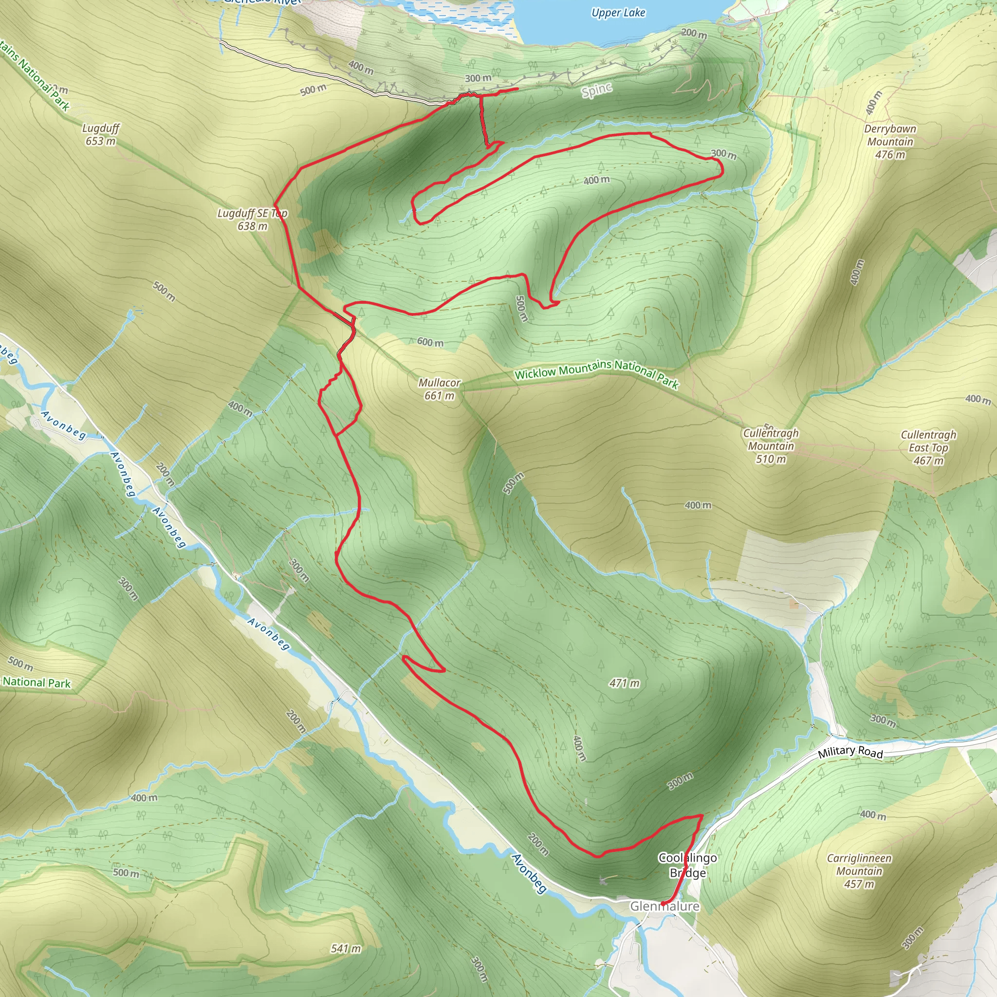 Hike from Glenmalure Lodge mobile static map