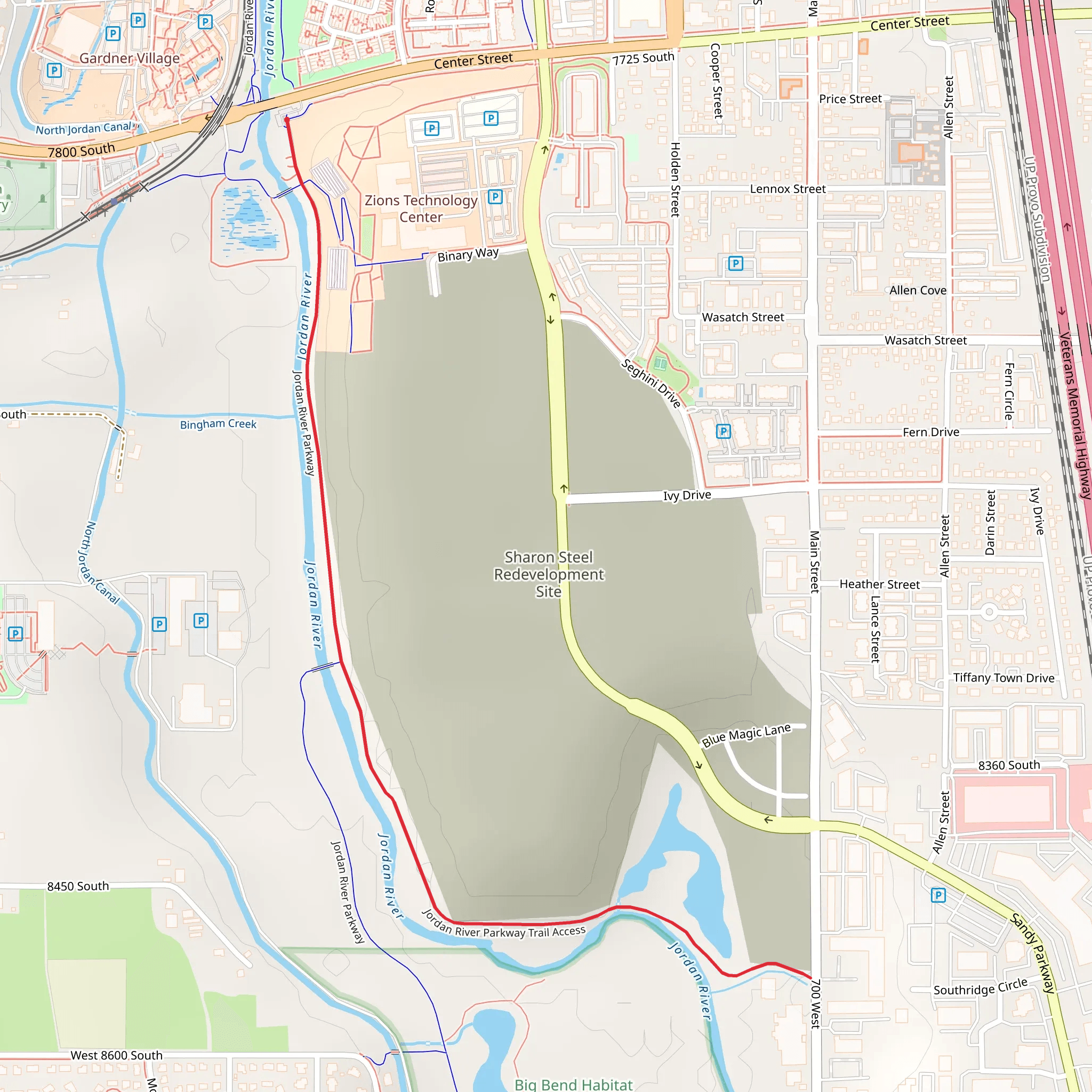 Jordan River Parkway mobile static map