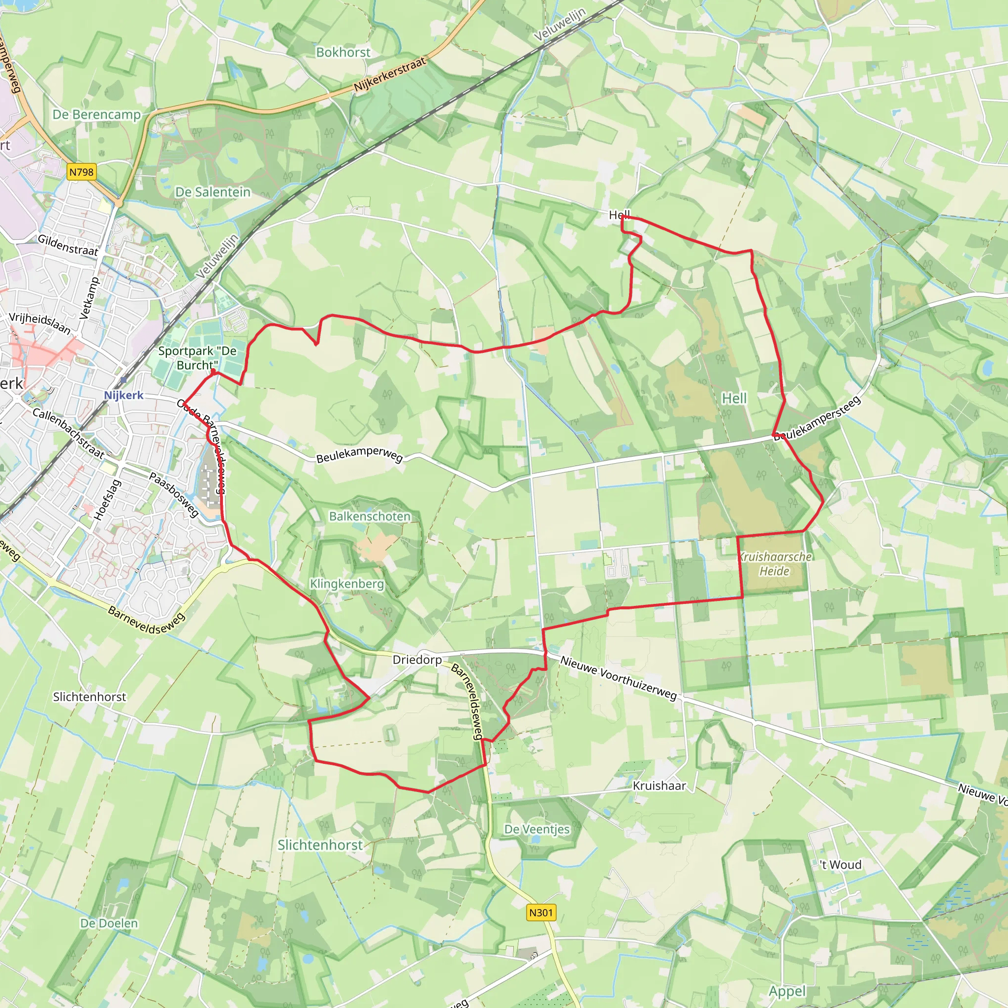 Barneveldse Weg and Oude Barneveldse Weg via Kruishaarderberg mobile static map