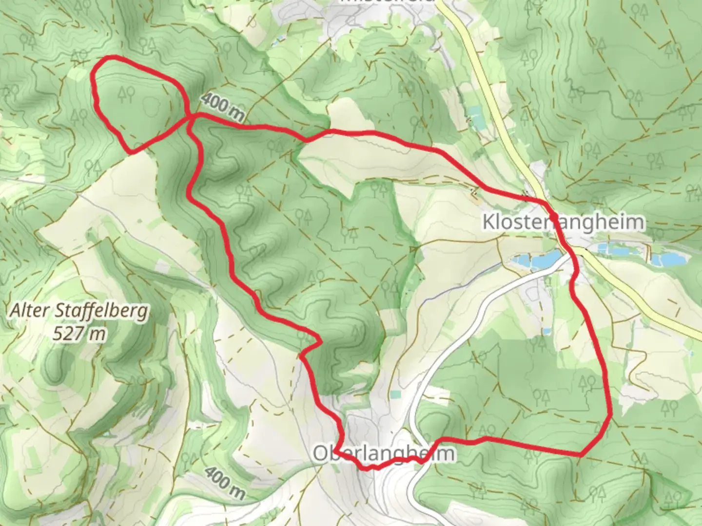 An image depicting the trail Lehmenbrunnen Rundweg and Jubilaeumsweg and its surrounding area.