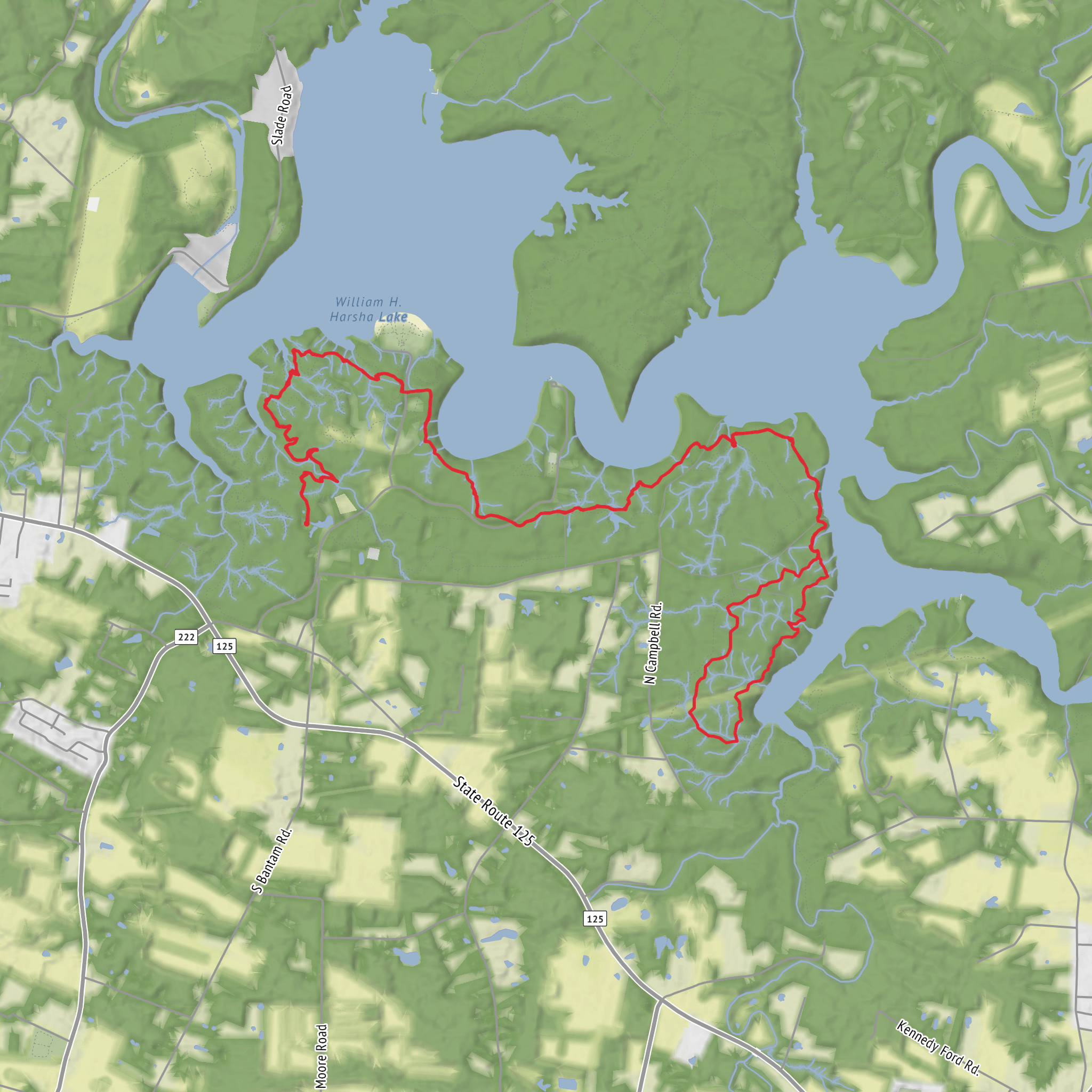 William H Harsha Lake via Backpack Trail mobile static map