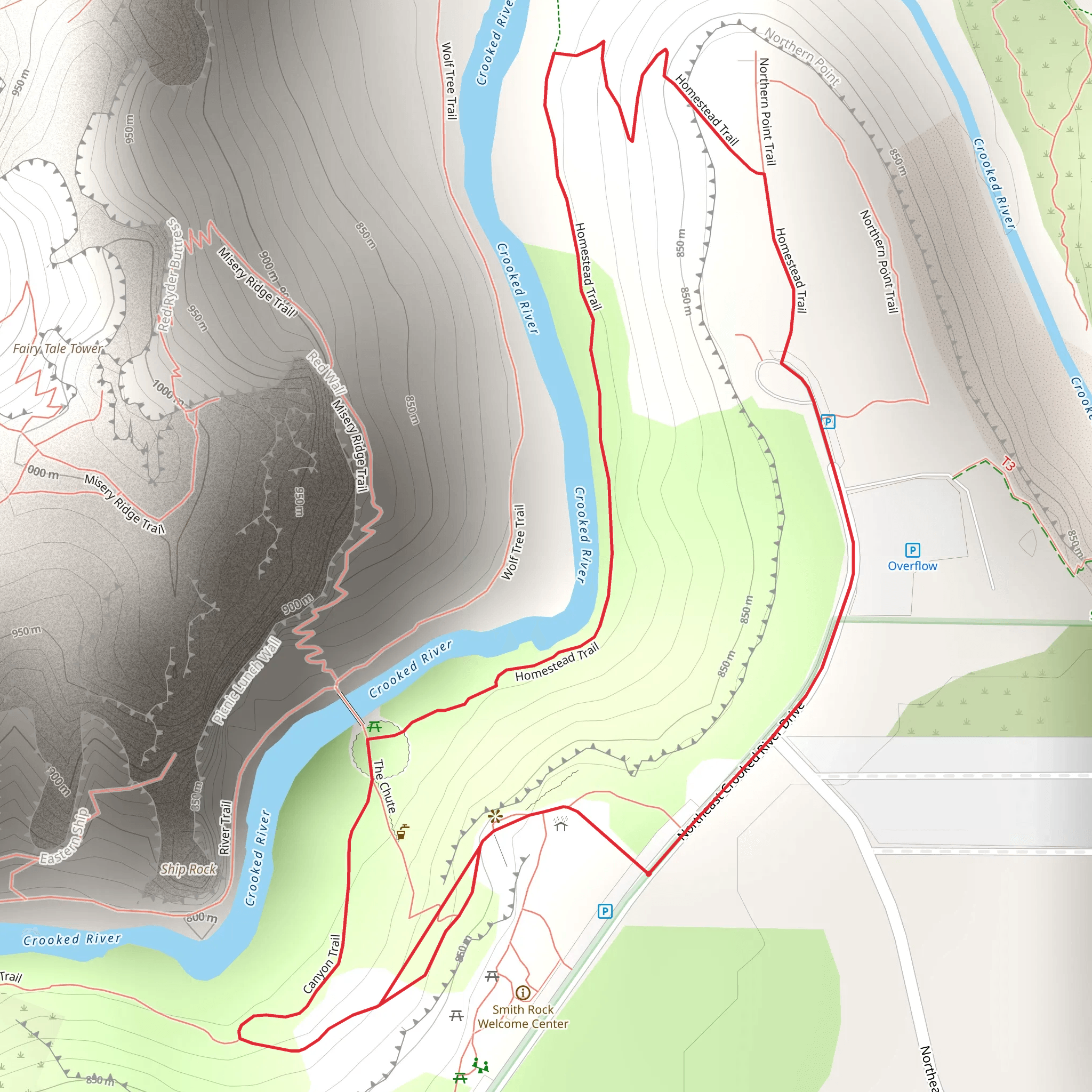 Canyon, Homestead and Northeast Crooked River Drive Loop Trail mobile static map