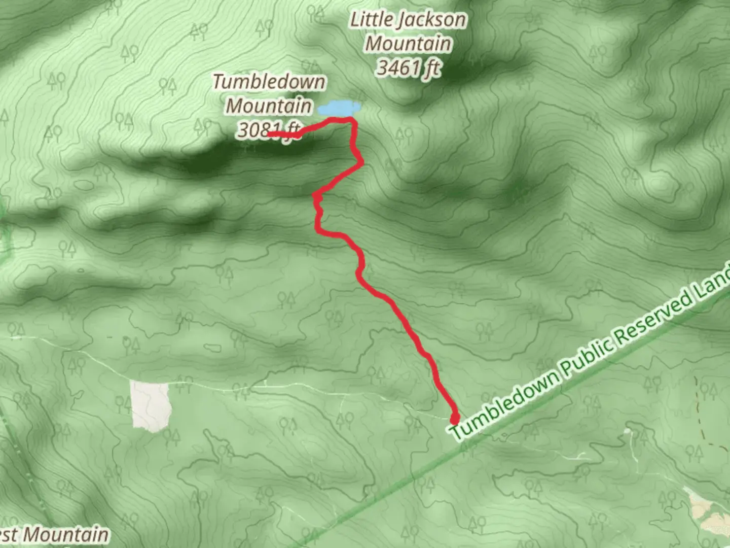 An image depicting the trail Tumbledown East Peak from Weld to Byron Road and its surrounding area.