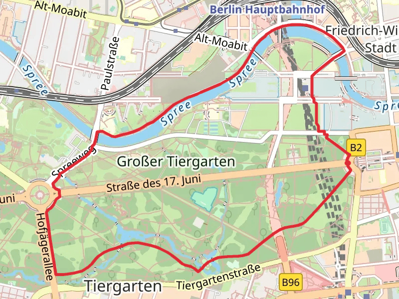 Luiseninsel and Spree via Grosser Weg and Magnus Hirschfeld Ufer
