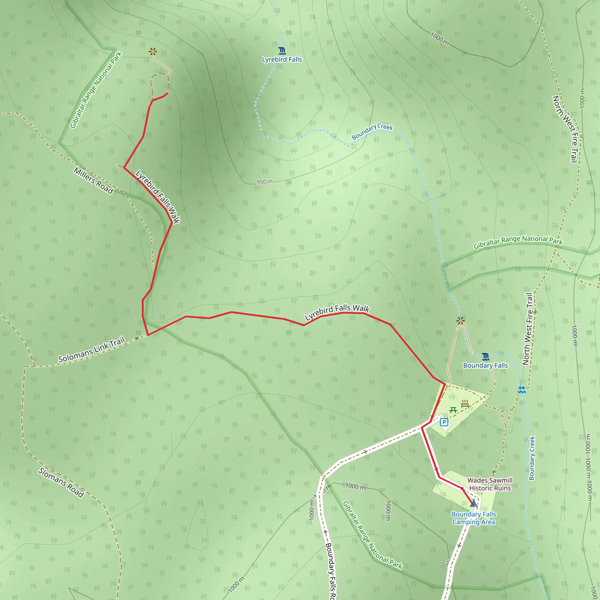 Lyrebird Falls Track mobile static map